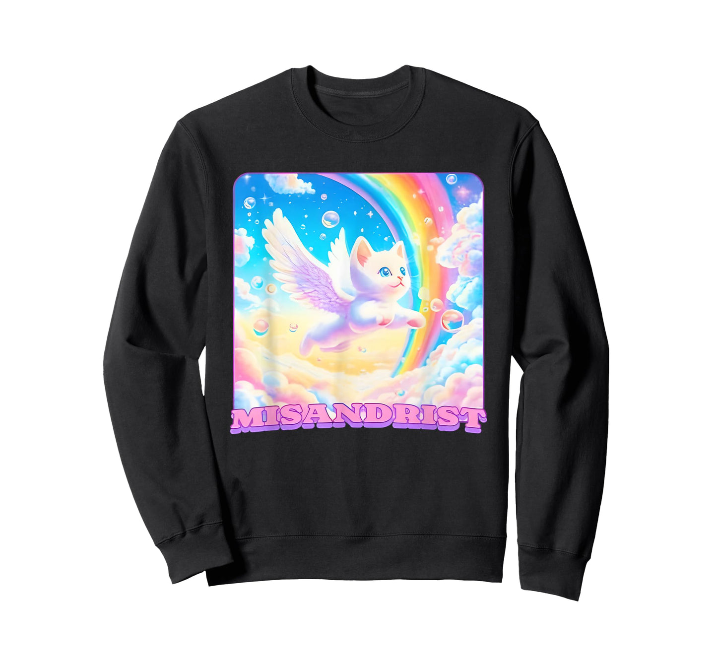 Misandrist Cat Wings Rainbow T-Shirt