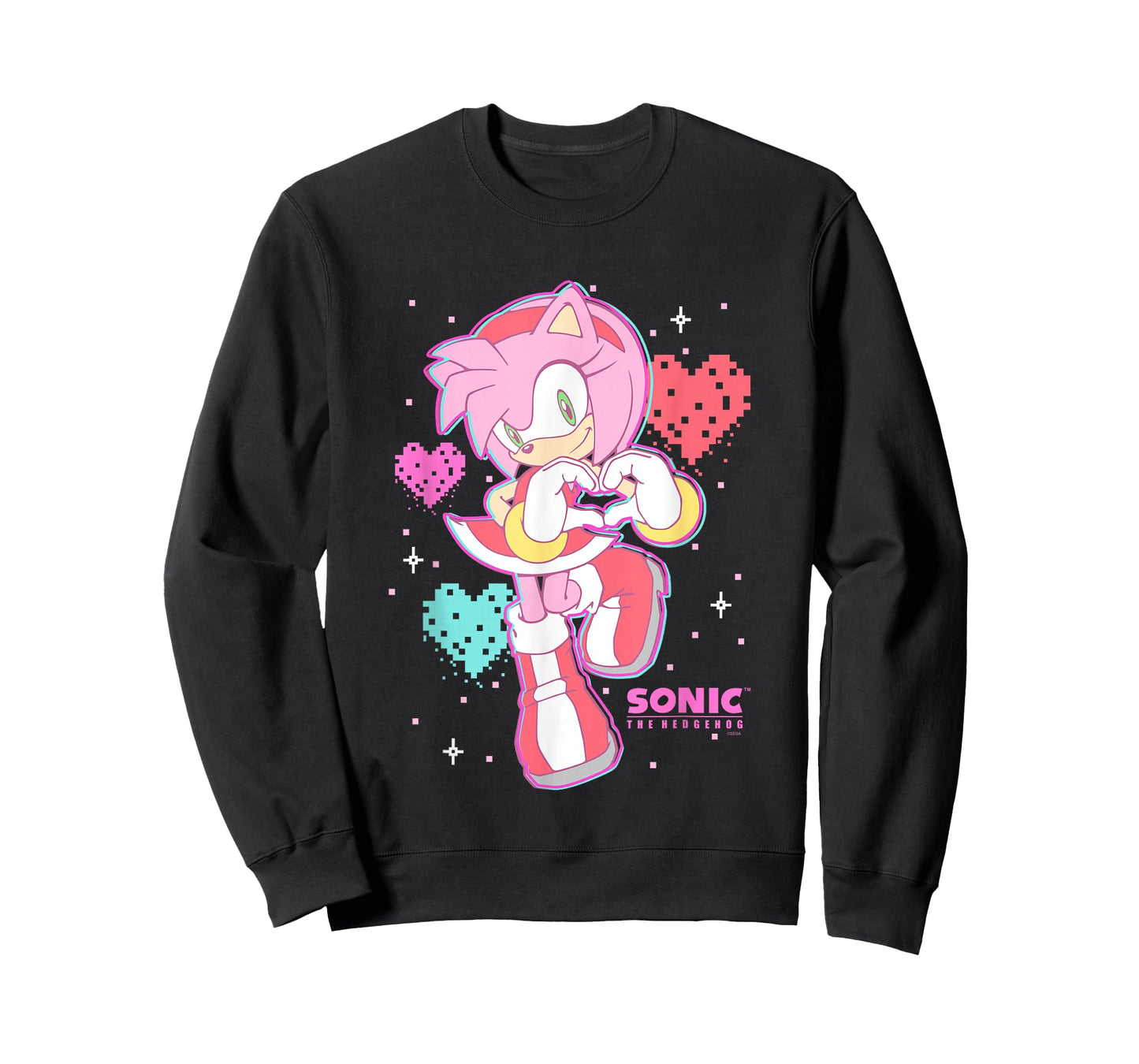 Sonic The Hedgehog Valentine's Day Cute Amy Rose Retro Logo T-Shirt