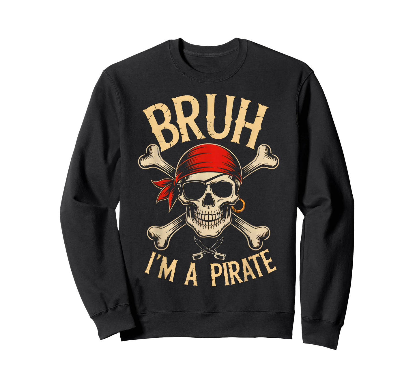 Bruh I'm a Pirate Skull Halloween Costume Men Boys Teen Kids T-Shirt
