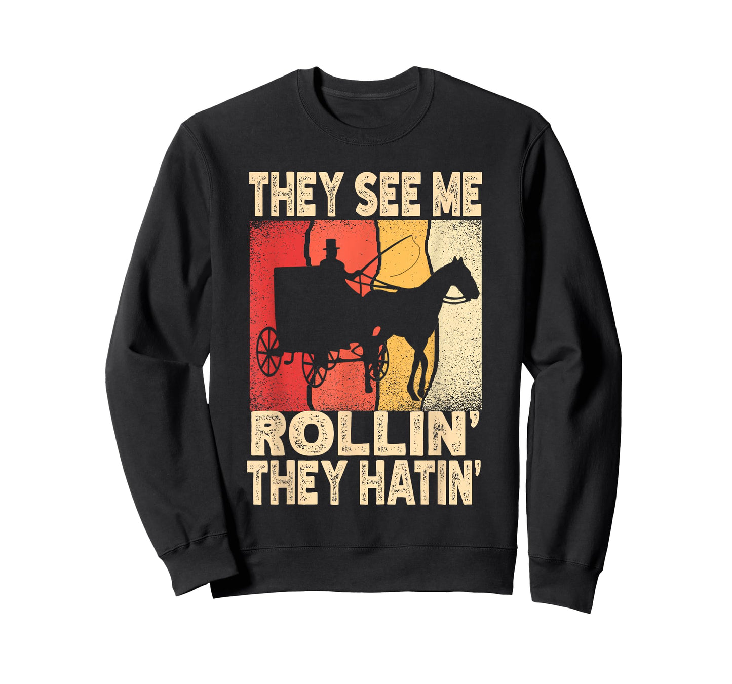 They See Me Rollin' They Hatin' Funny Amish Wagon Retro T-Shirt