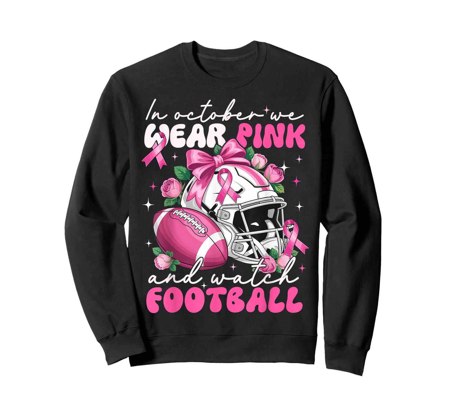 October We Wear Pink Watch Football Breast Cancer Awareness T-Shirt