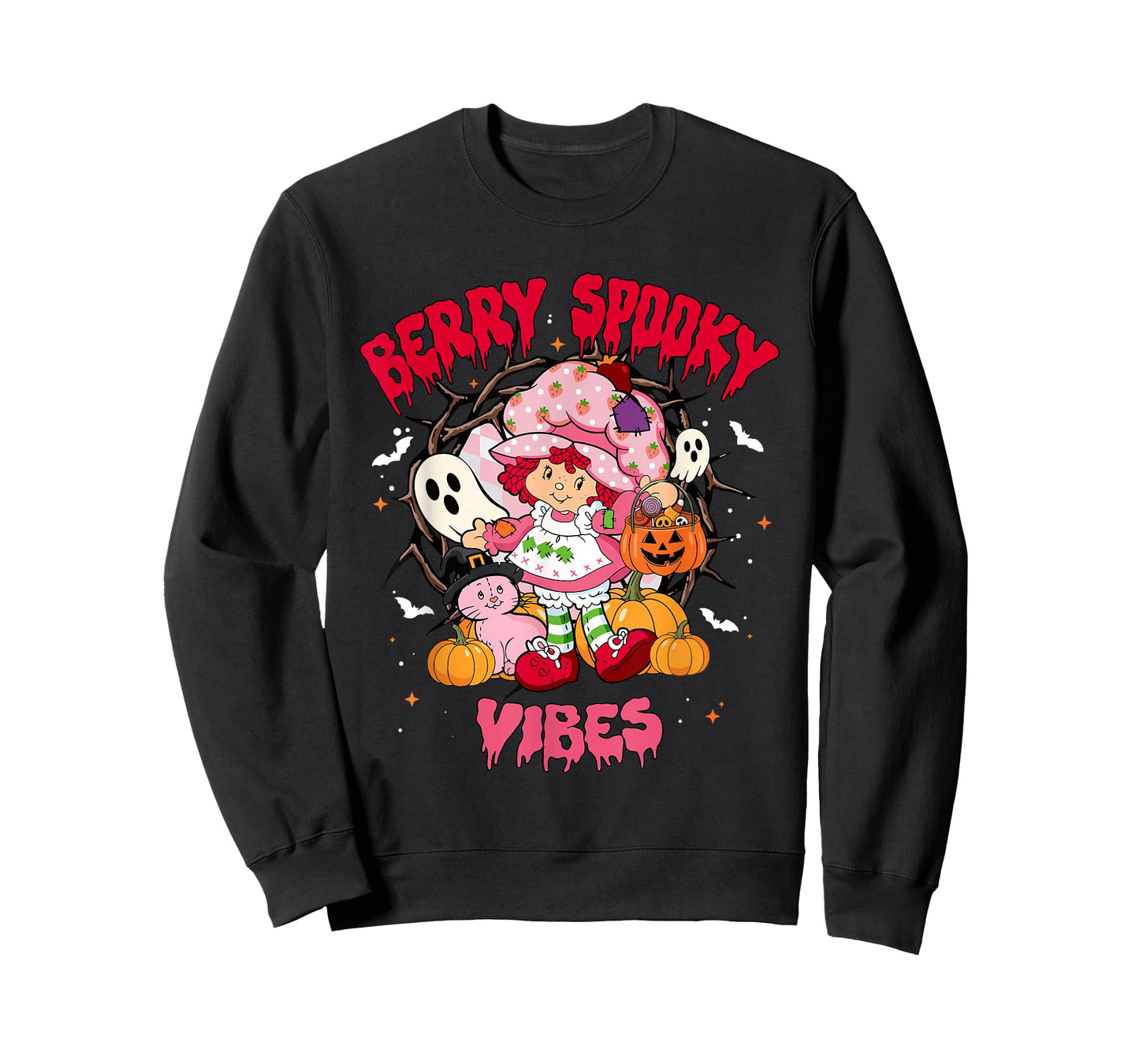 Berry Spooky Vibes Halloween Strawberry Ghost Girls Spooky T-Shirt