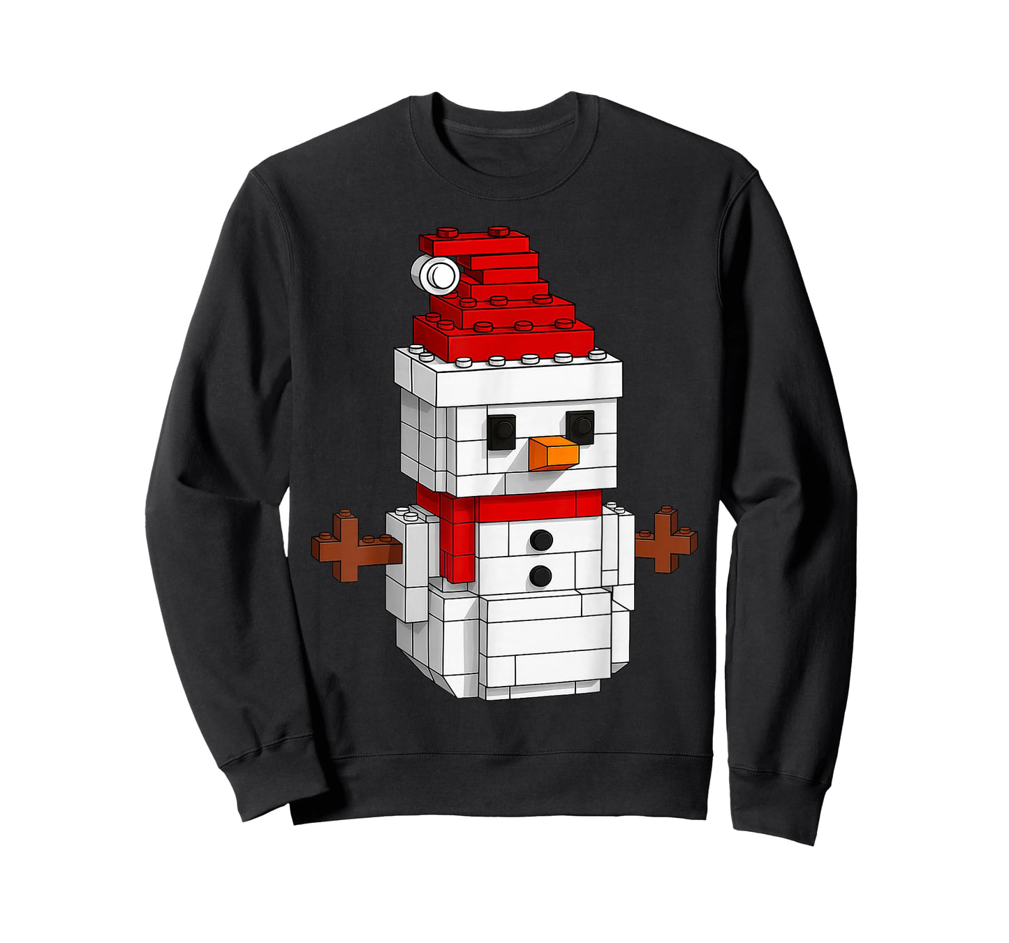 Snowman Building Block Master Builders Merry Christmas Kids T-Shirt