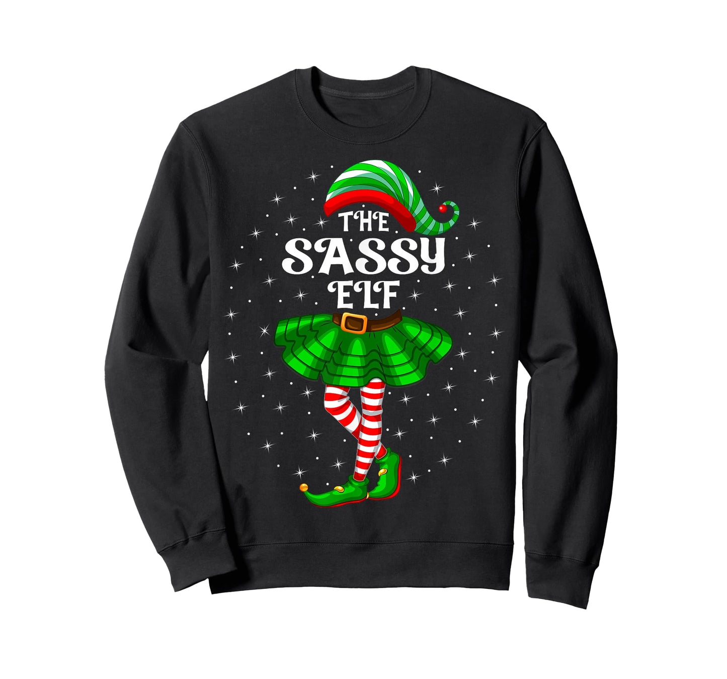 Xmas Family Matching Women Girls Mom The Sassy Elf Christmas T-Shirt