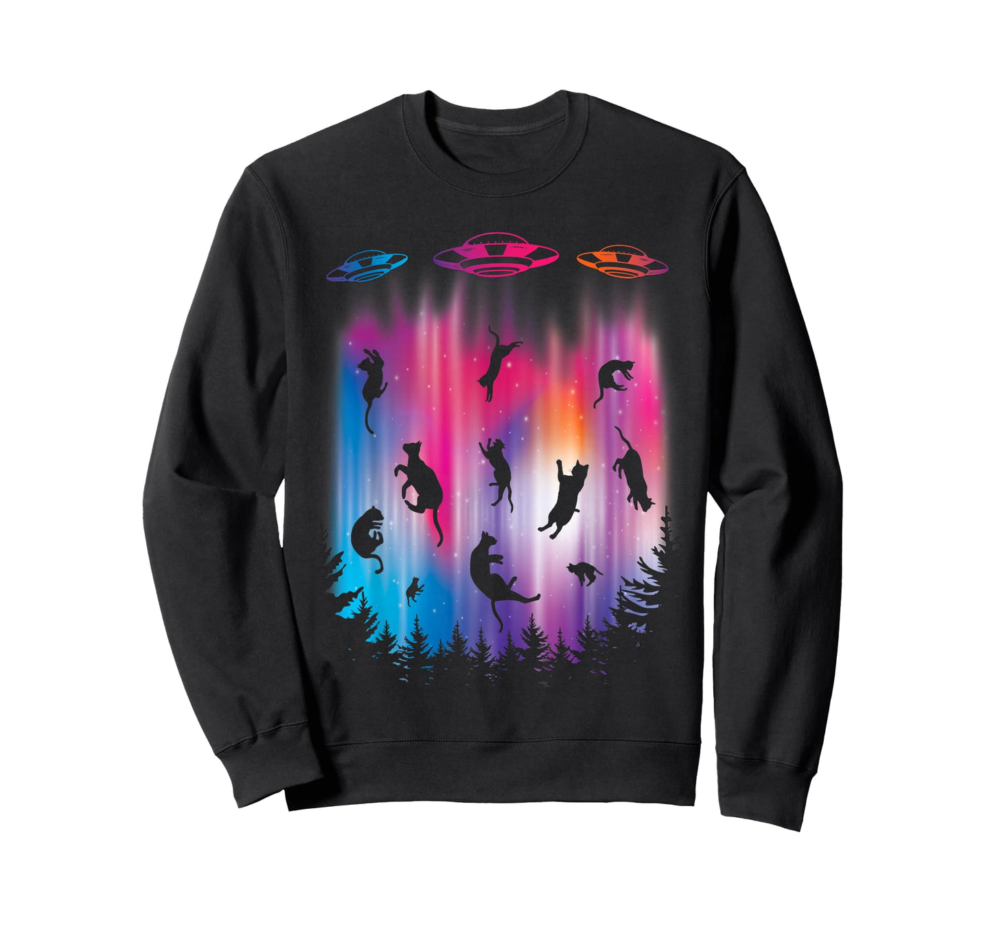 Alien Abduction Cat Flying Saucer Funny UFO T-Shirt