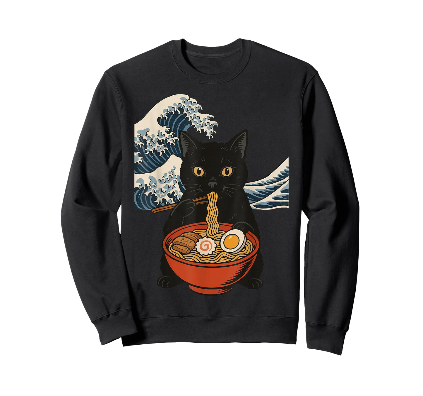 Anime Cat Eating Ramen Retro Kawaii Ramen Cat T-Shirt