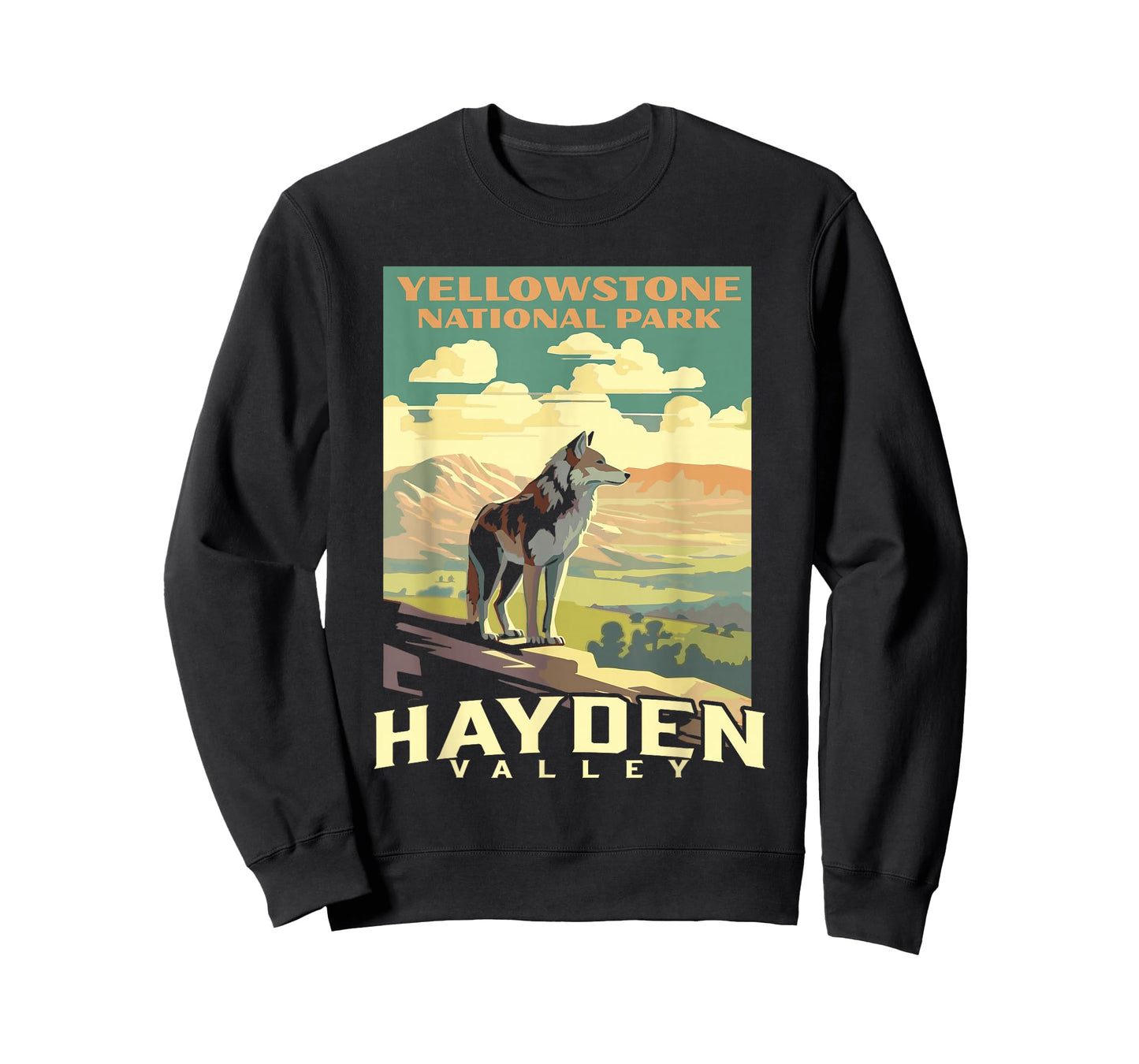 Yellowstone National Park Hayden Valley Wolf WPA Poster T-Shirt