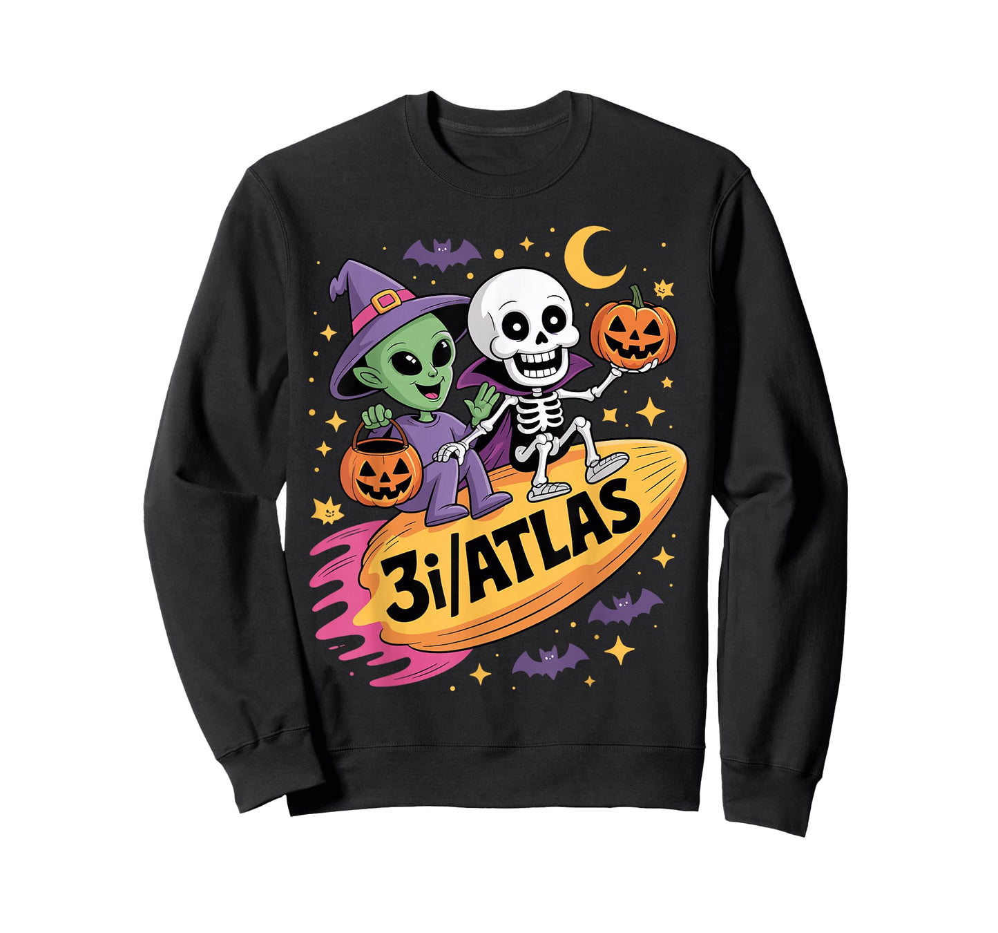 Funny Alien Skeleton Halloween Comet 3I Atlas T-Shirt