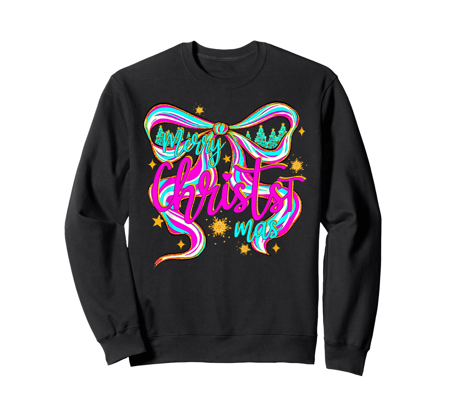 Preppy Merry Christmas Coquette Bow Pink Xmas Tree Girl T-Shirt