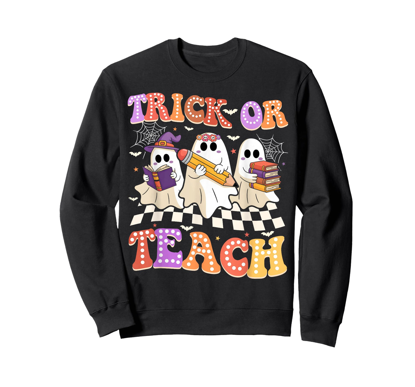 Halloween Groovy Retro Trick Or Teach Teacher Ghost Boo T-Shirt