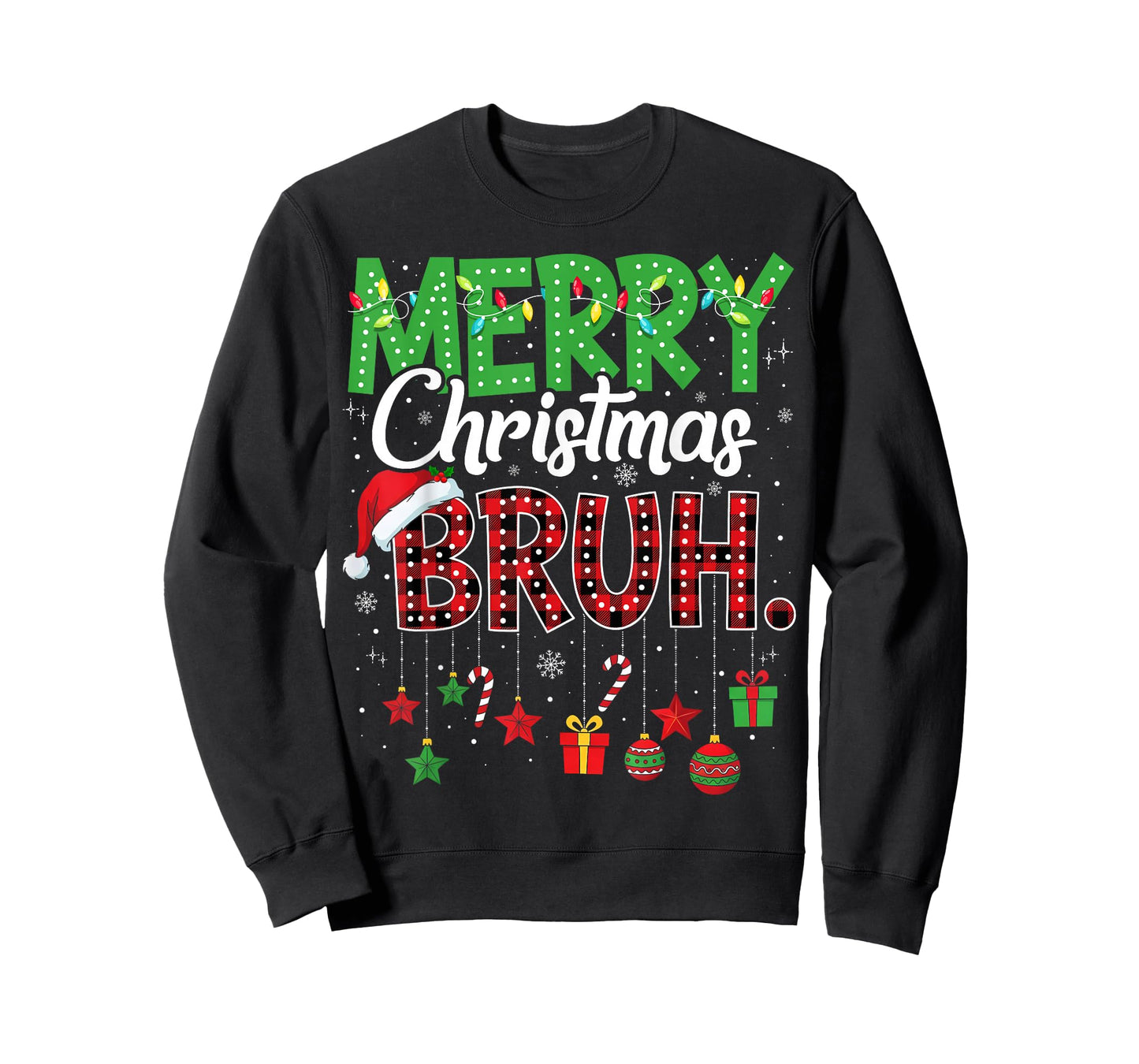 Bruh Christmas Red Plaid Teens Boys Kids Xmas Pajama T-Shirt