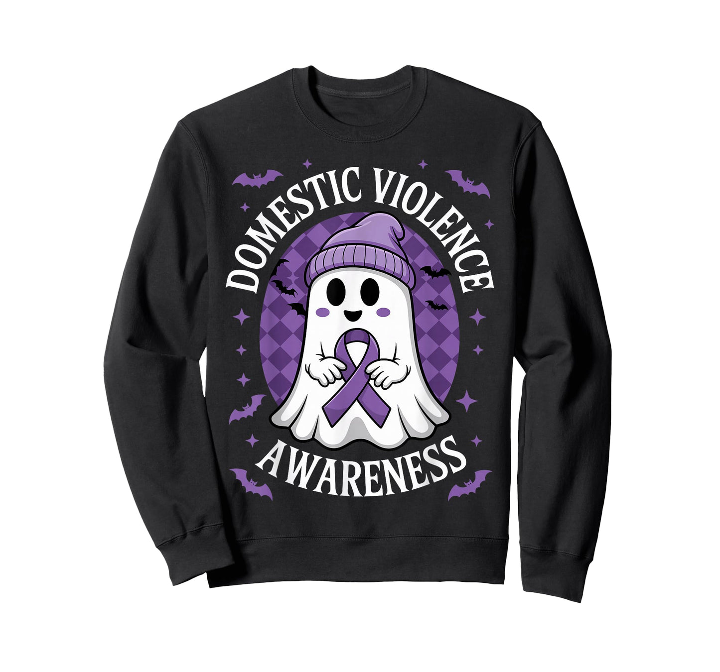 Halloween Ghost Purple Domestic Violence Awareness Men Women T-Shirt