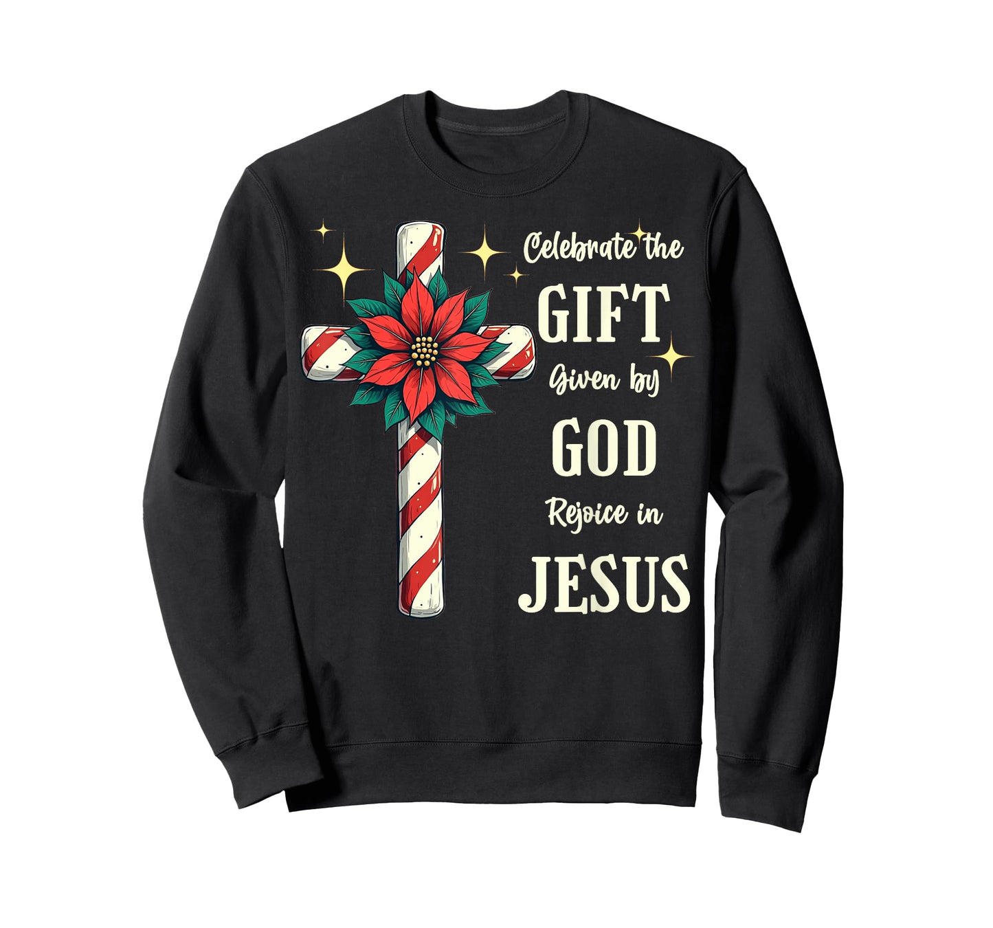Celebrate Jesus Birth Christian Christmas Candy Cane Cross T-Shirt