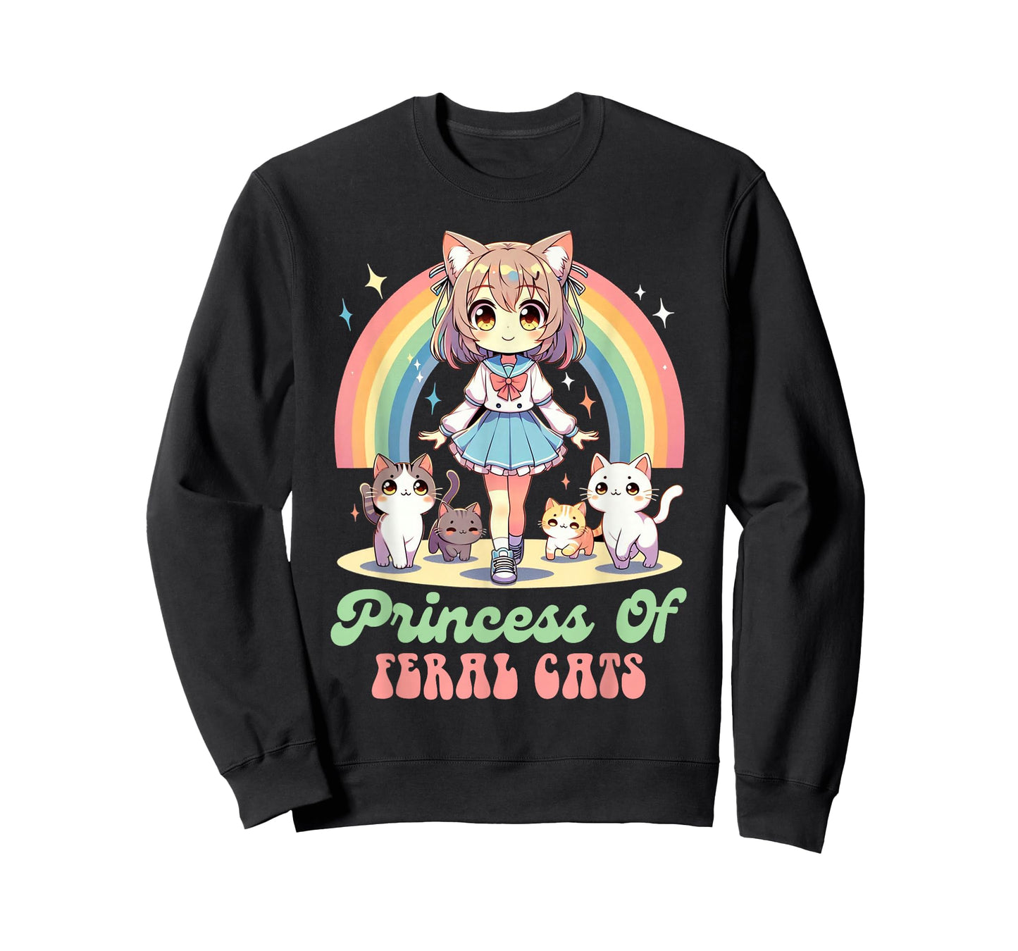 Anime And Cats Lover Princess Of Feral Cats Kawaii Otaku T-Shirt
