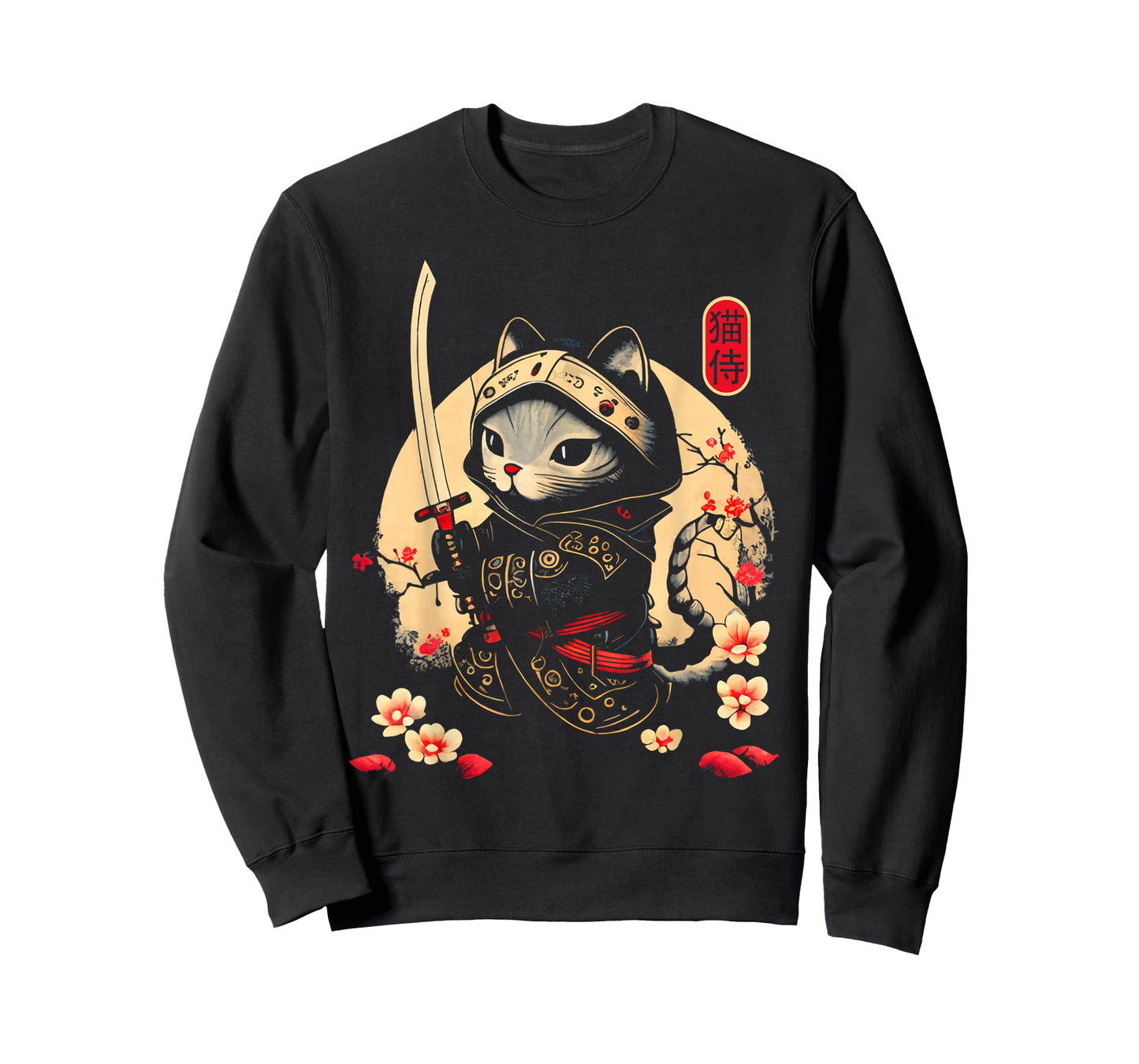 Japanese Samurai Cat Tattoo, Kawaii Ninja Cat T-Shirt