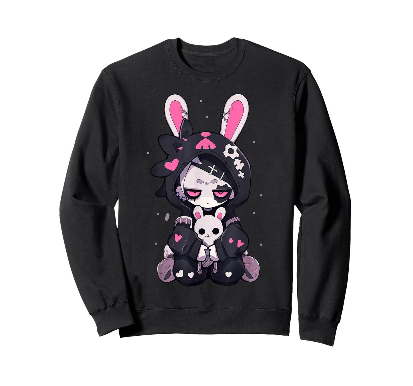 Goth Bunny Anime Girl Cute E-Girl Gothic Outfit Grunge T-Shirt