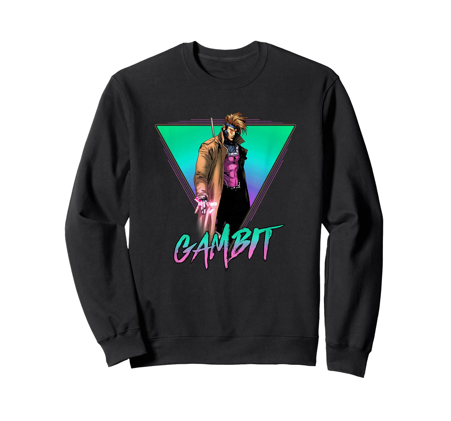 Marvel X-Men Gambit Epic Neon 80's Style Retro Portrait T-Shirt