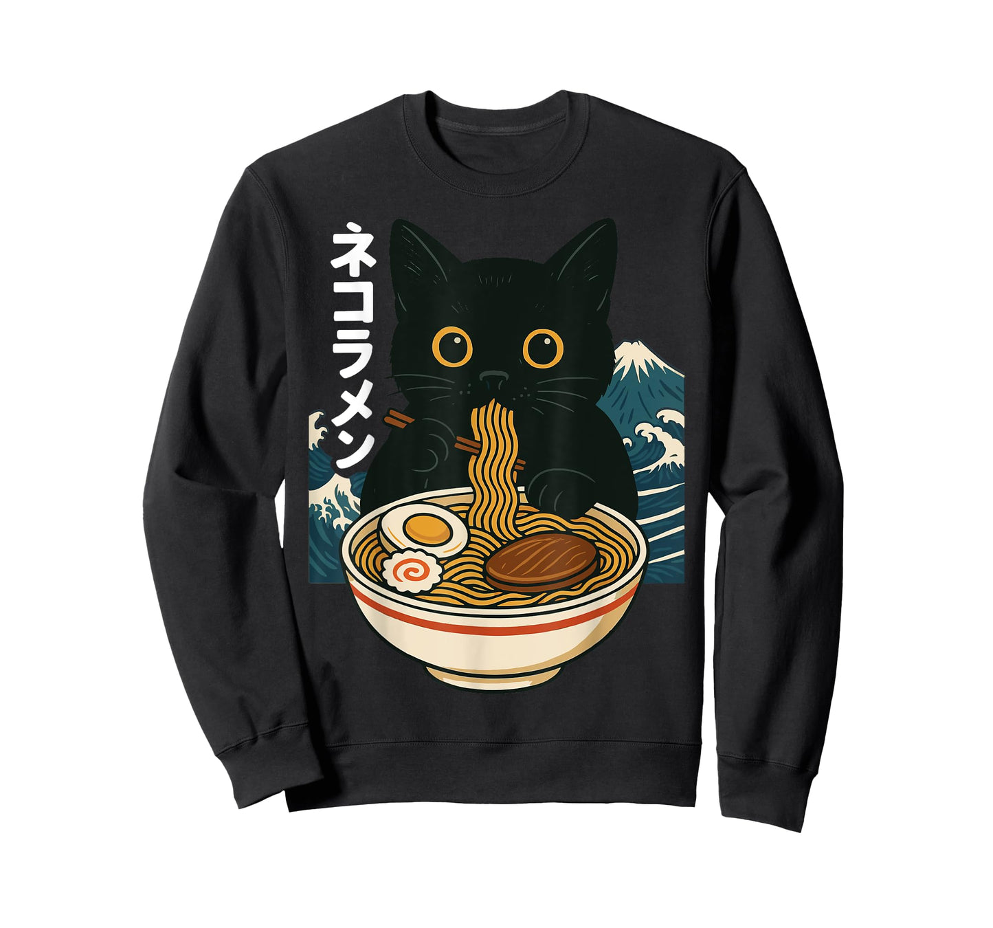 Anime Cat Eating Ramen Retro Kawaii Ramen Cat T-Shirt