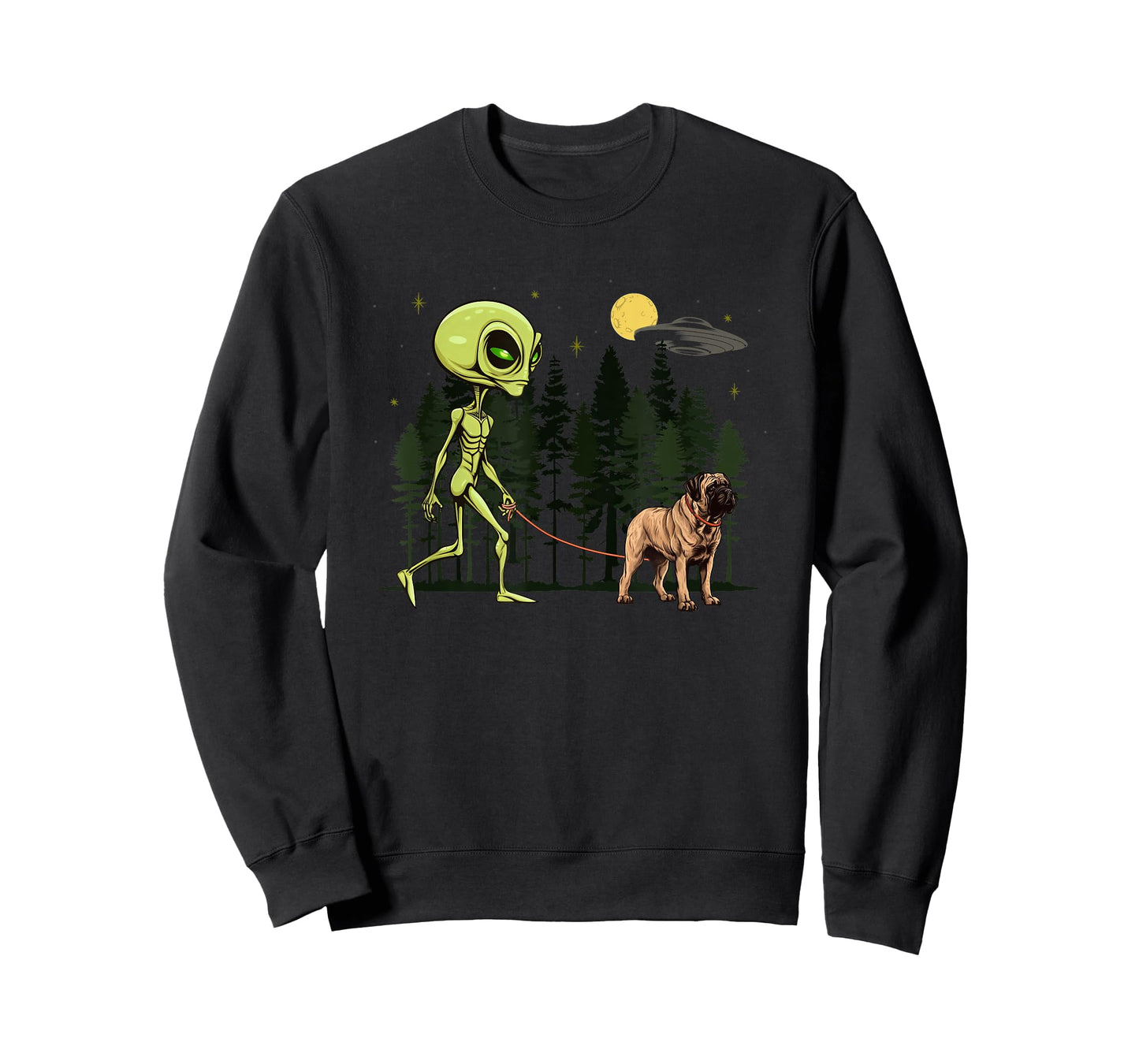 Funny English Mastiff Alien Walking UFO Pet Dog Mom Dad T-Shirt