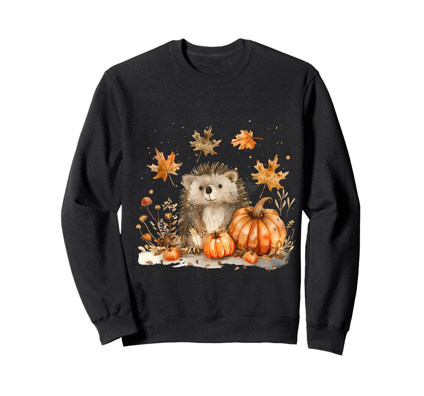 Halloween Hedgehog Autumn Artwork Trick Or Treat Pumpkin T-Shirt