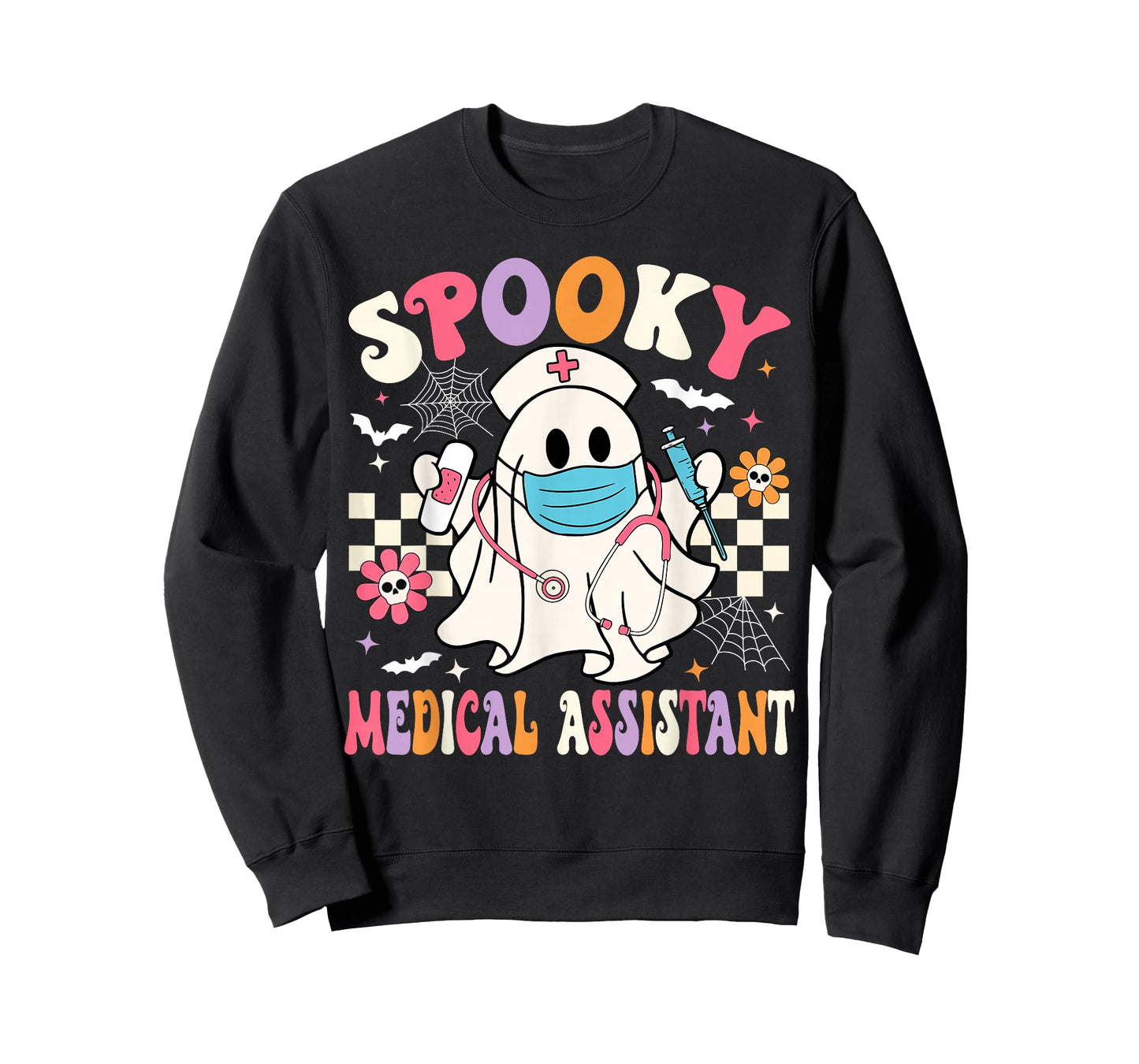 Spooky Medical Assistant Halloween Groovy Med Assistant T-Shirt