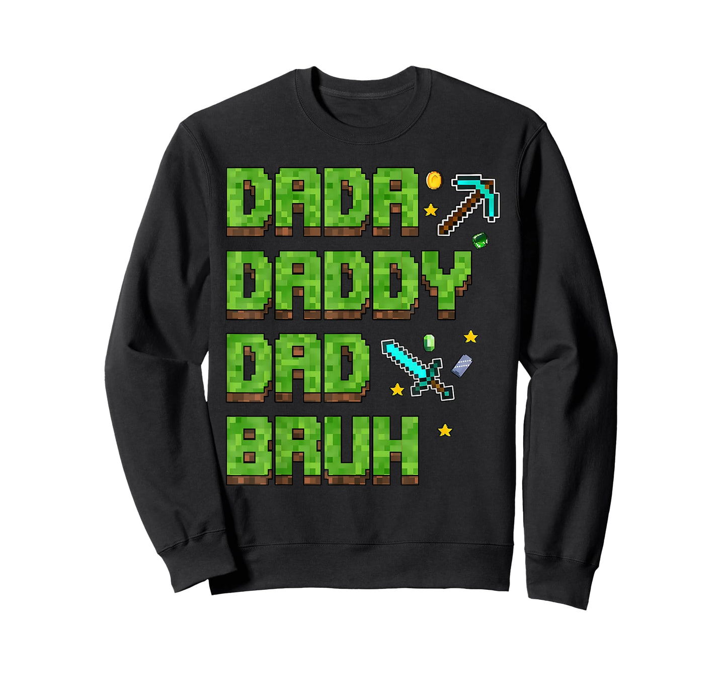 Dada Daddy Dad Bruh Gifts Father's Day Game Pixel T-Shirt