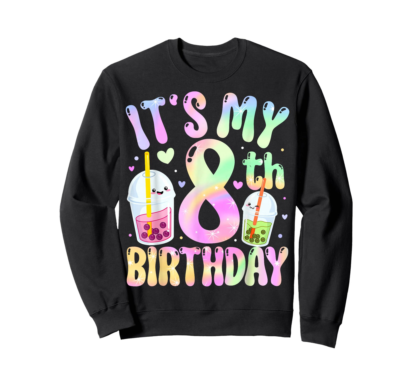 It's My 8th Birthday Bubble Boba Tea Party 8 Year Old Girl T-Shirt