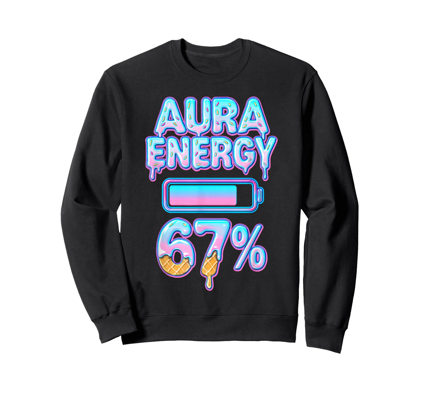 Aura Energy 67 Meme Ice Cream Drip 6 7 Funny Six Seven Teens T-Shirt