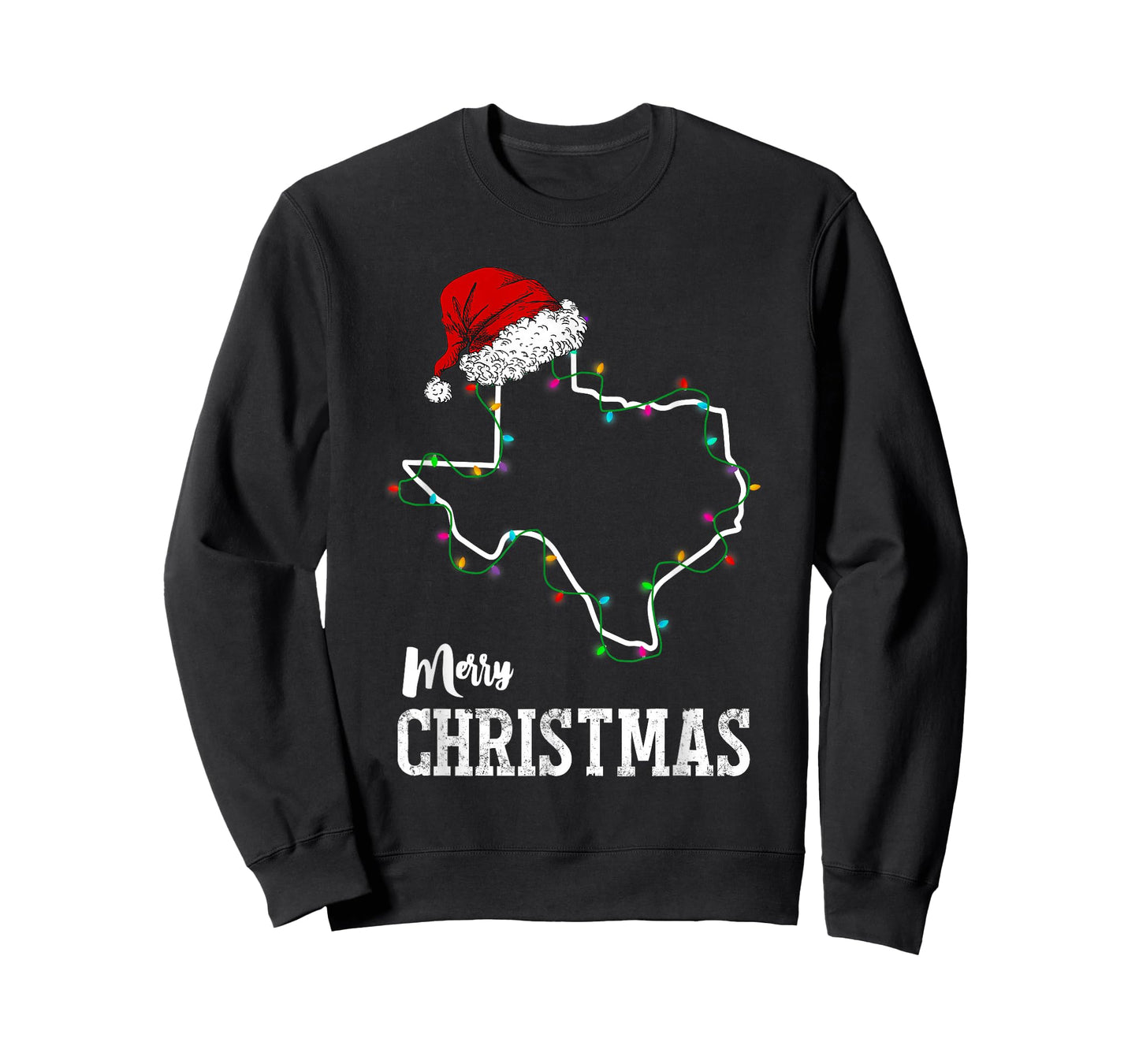 Merry Christmas Texas Christmas Light Santa Hat Pajama T-Shirt