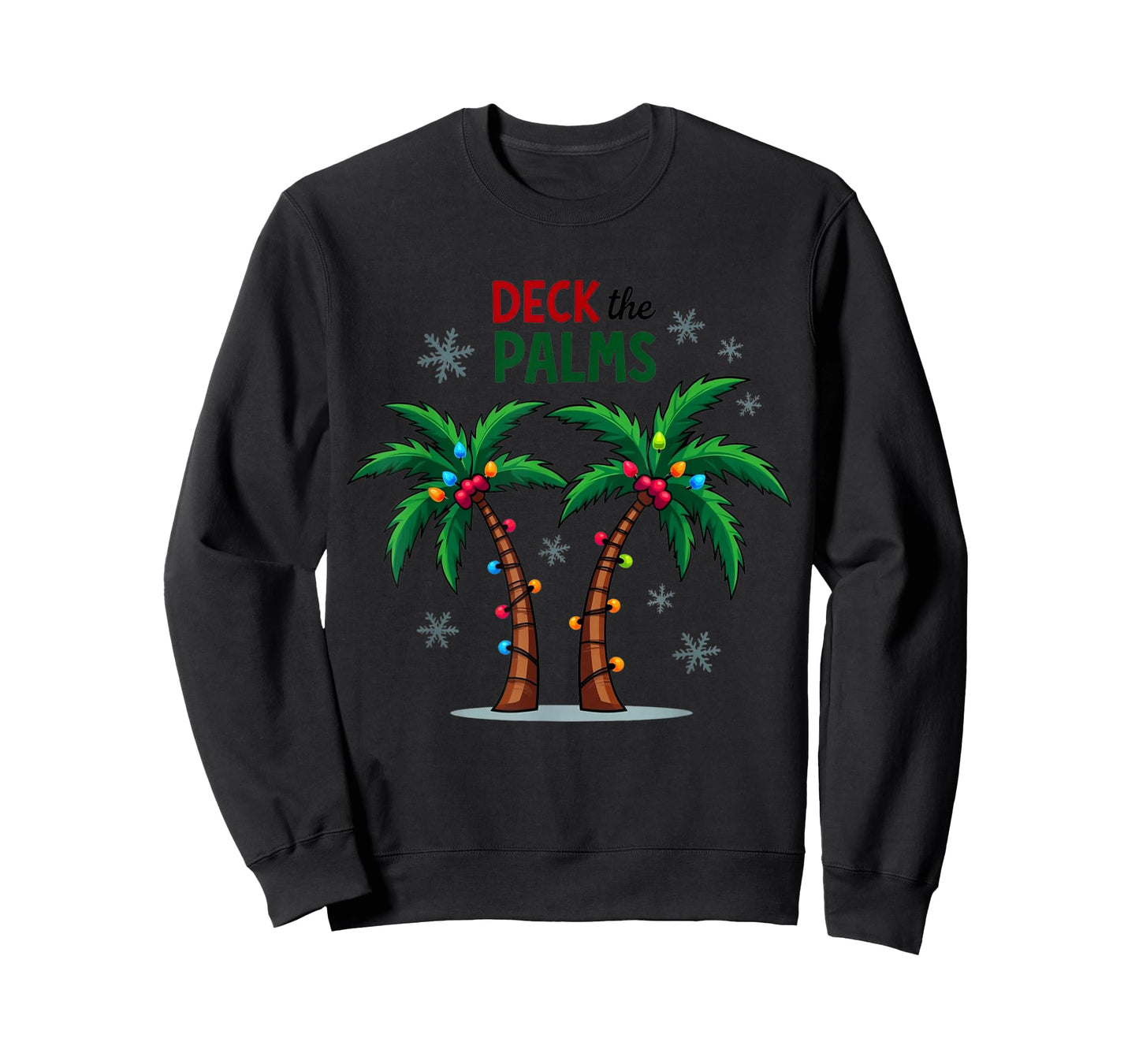 Deck The Palms Tropical Hawaii Christmas Palm Tree Lights T-Shirt