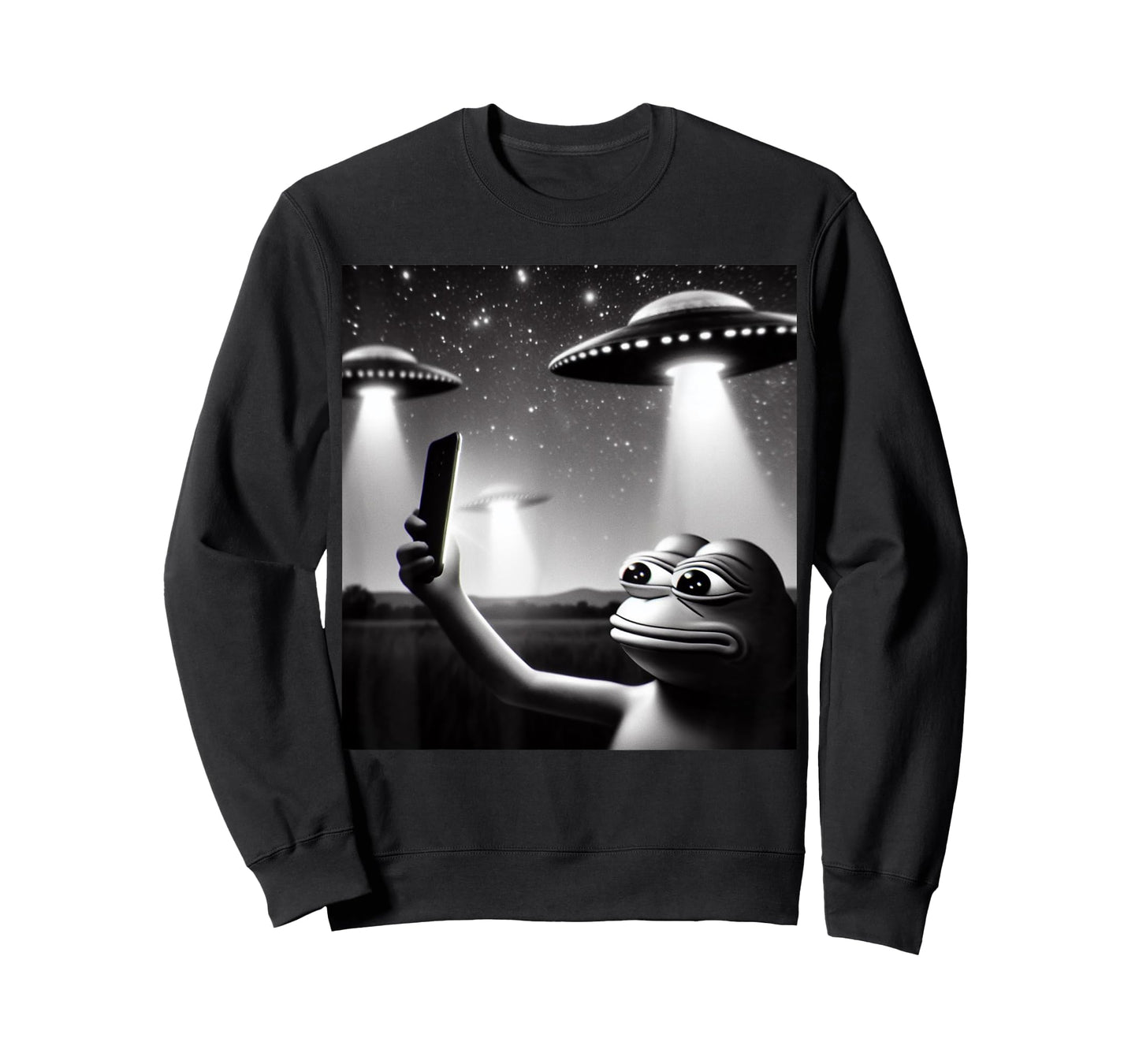 Frog Selfie with UFO Meme For Pet and Space Lovers Funny T-Shirt