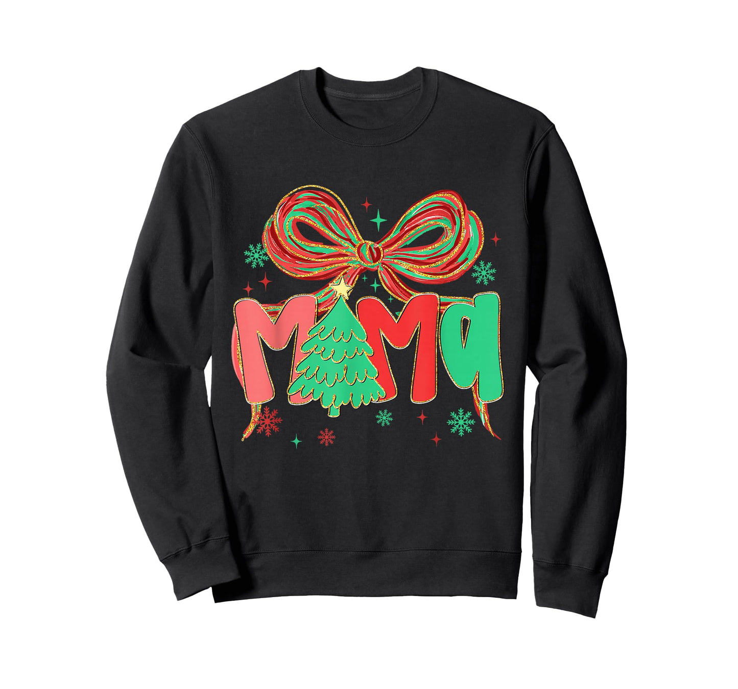 Coquette Bow Mama Christmas Tree Festive Holiday Xmas Mom T-Shirt