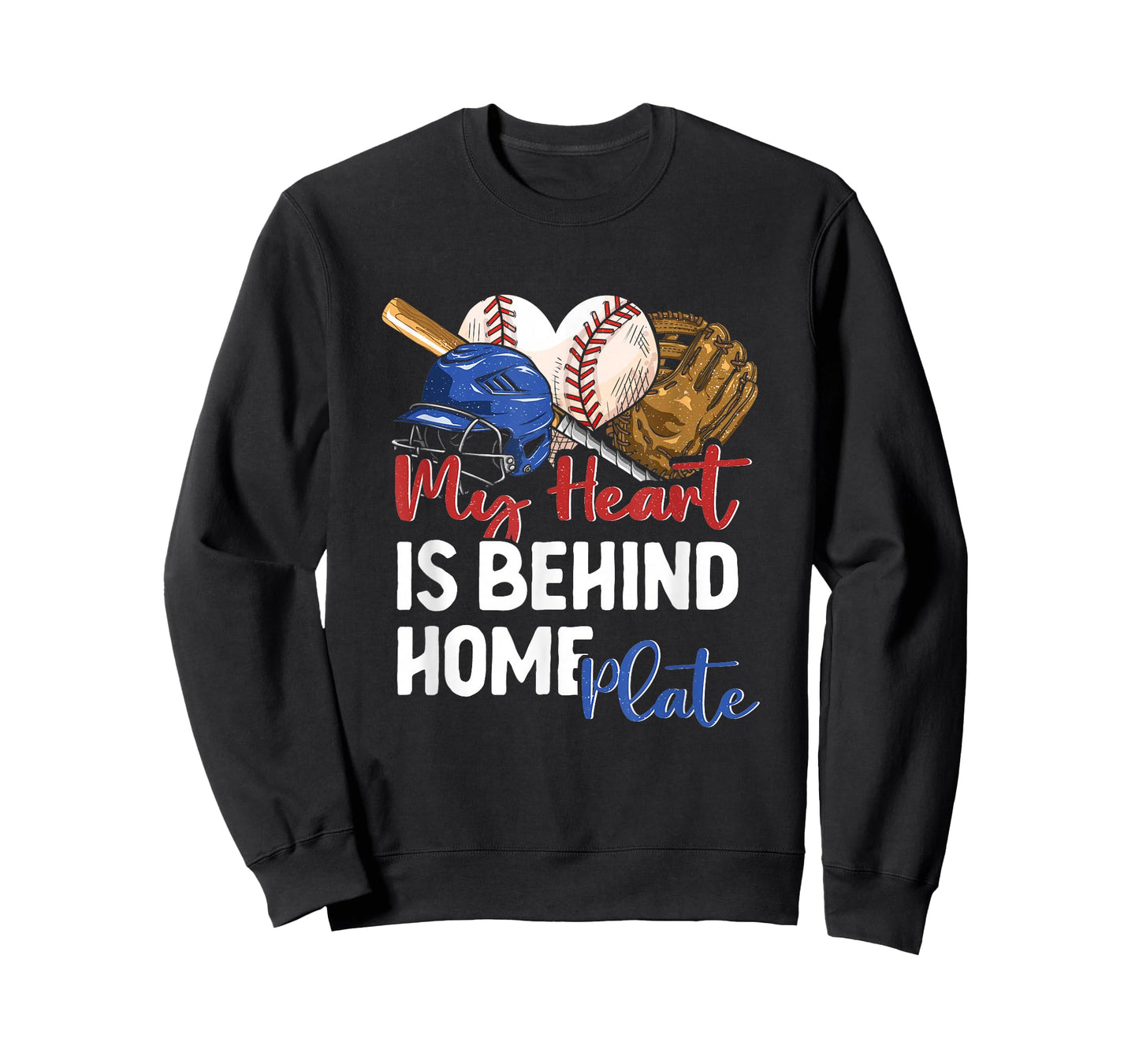 Mom Baseball Softball My Heart Is Behind Home Plate Catcher T-Shirt