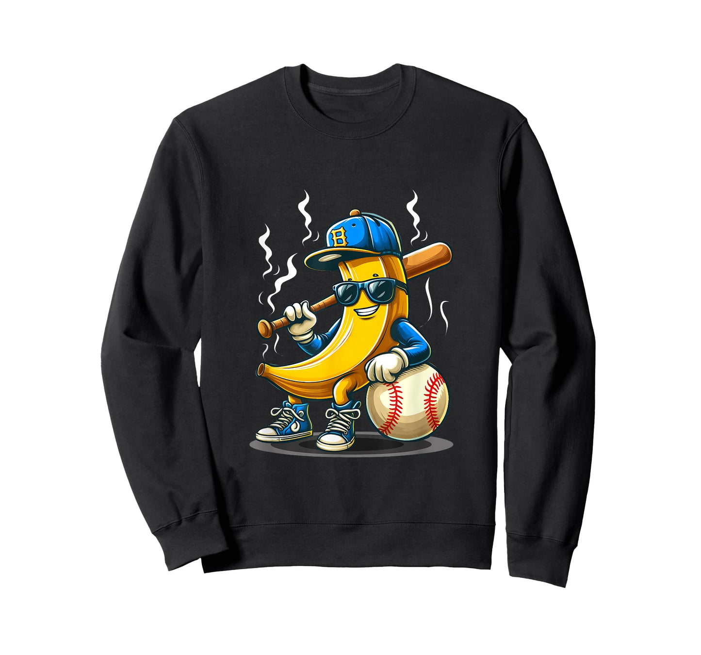 Banana Wearing Sunglasses Hat Playing Baseball Player Fruit T-Shirt