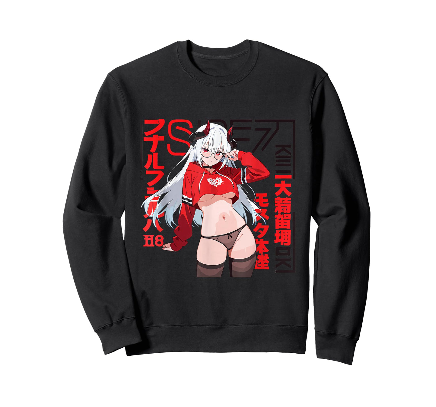 Waifu Sexy Anime Girl Glasses Horns Japanese Style T-Shirt