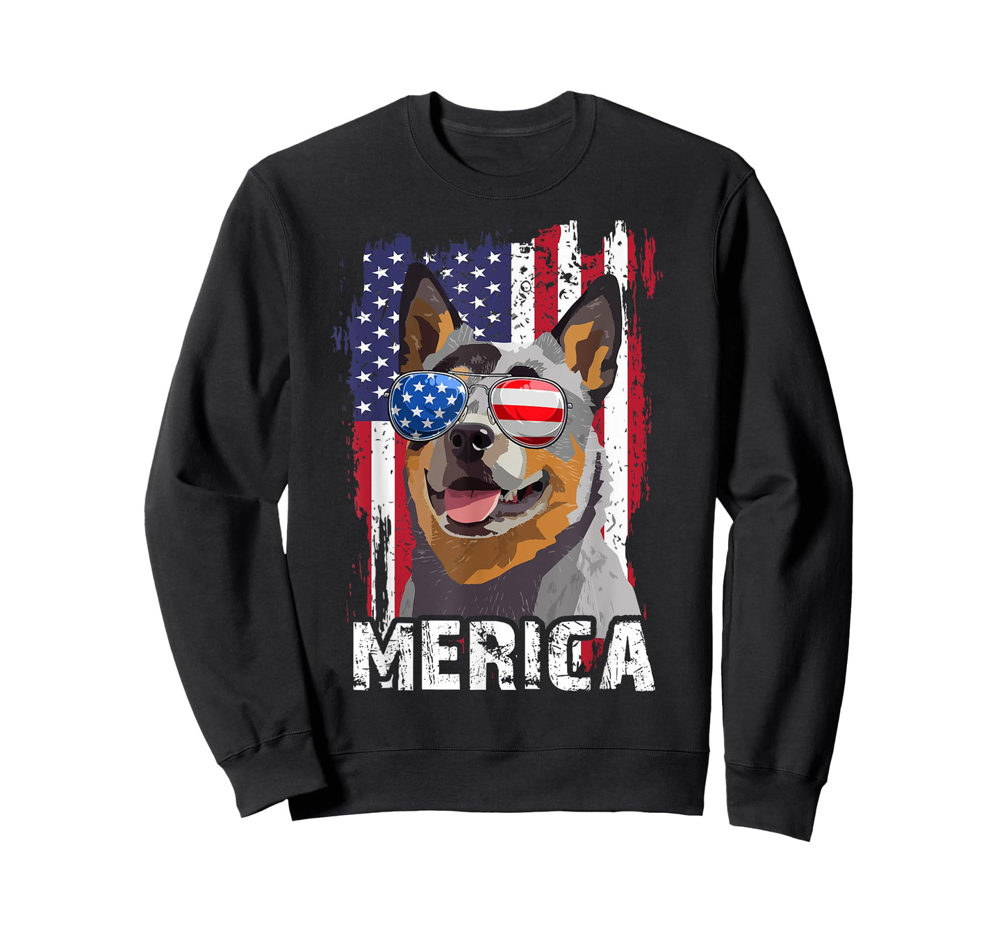Merica 4th July Australian Cattle Dog US Flag Heeler Mom Dad T-Shirt