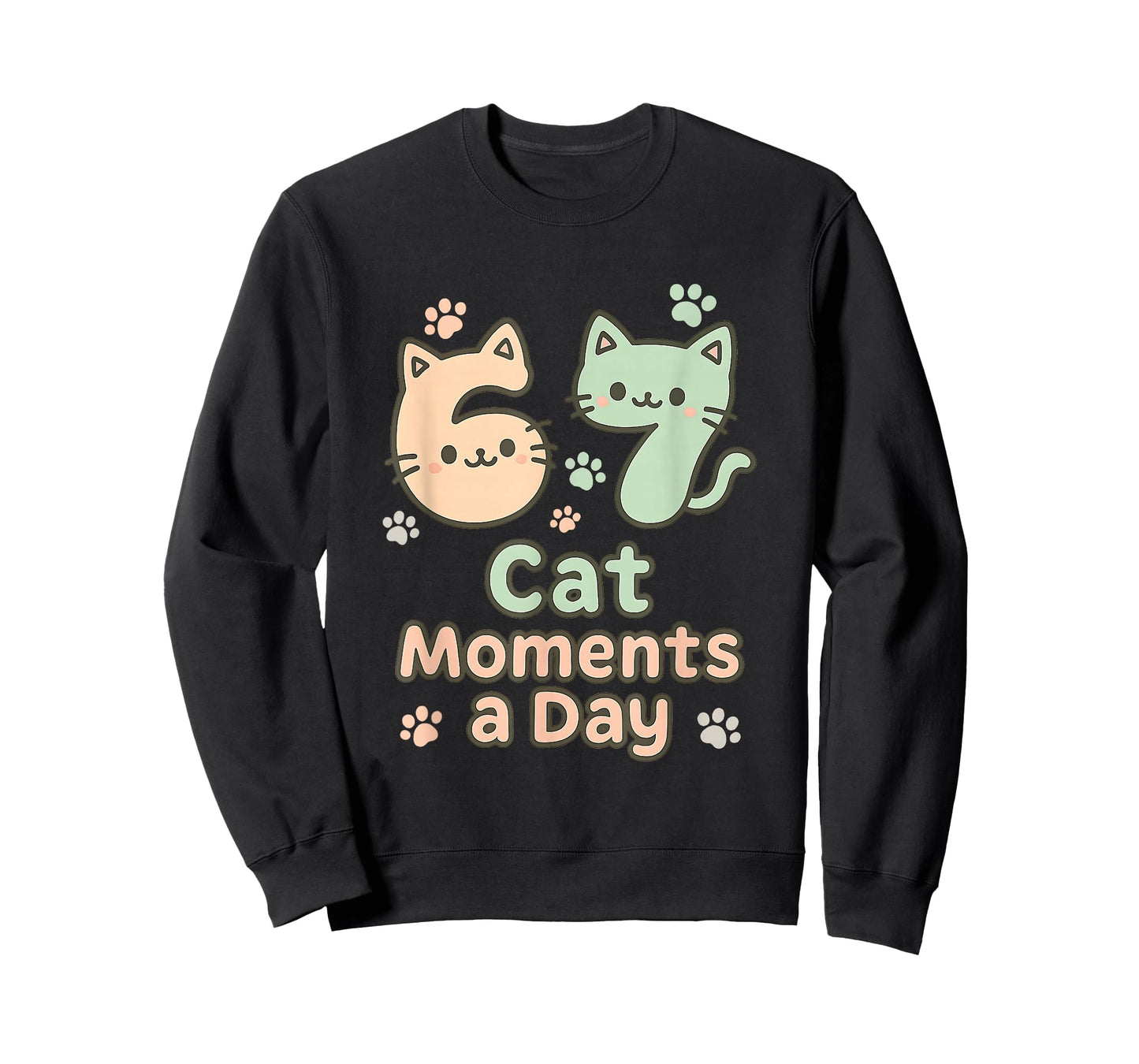 Kawaii Cat Kitten Mom 6 7 Alpha Gen Slang Six Seven Meme T-Shirt
