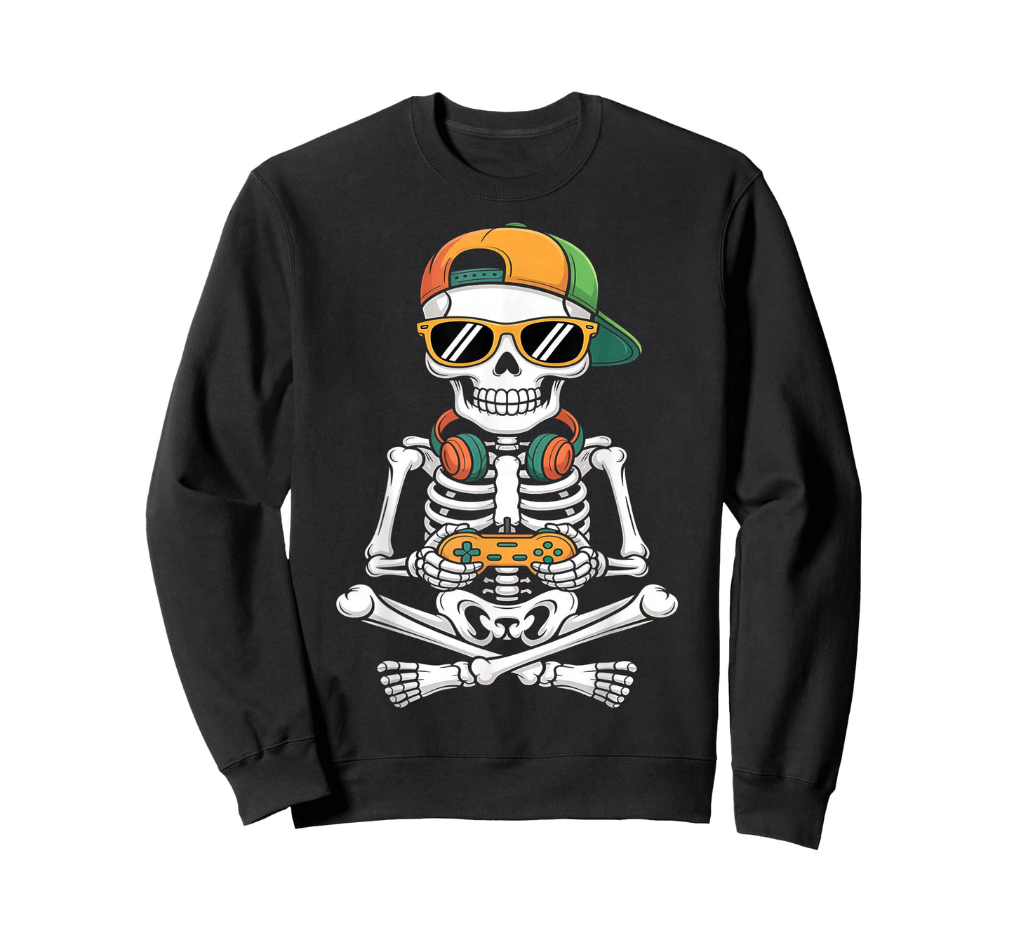 Halloween Skeleton Gamer Video Gaming Boys Men Kids Teens T-Shirt