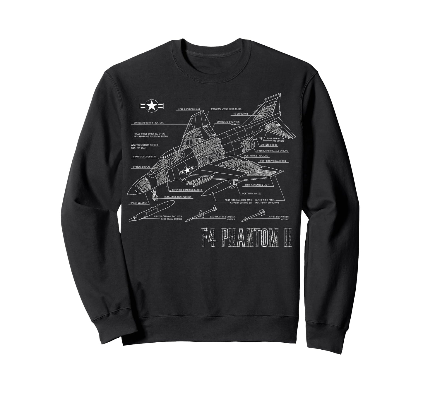 Vintage F4 Phantom II Jet Military Aviation Blueprint Gift T-Shirt