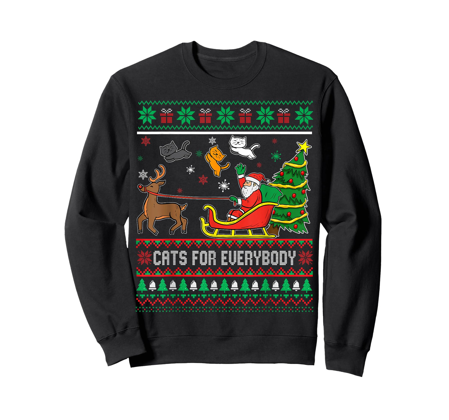 Cats For Everybody Christmas Cat Santa Funny Ugly Xmas Men Women Kids T-Shirt