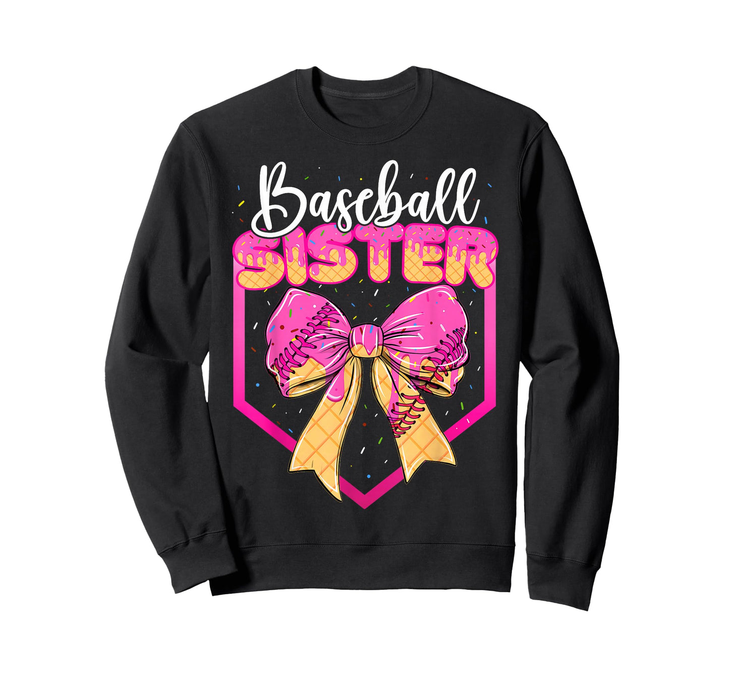 Baseball Sister Drip Ice Cream Drip Girls Sprinkle Youth T-Shirt