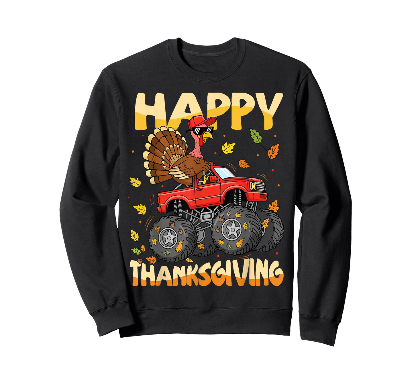 Turkey Monster Truck Thanksgiving Boys Kids Toddlers Youth T-Shirt