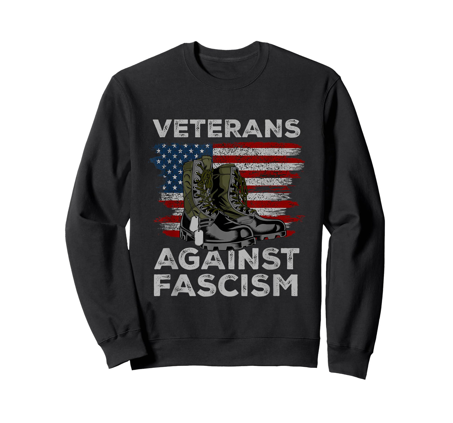 Veterans Against Fascism Vintage US Flag Combat Boots Army T-Shirt
