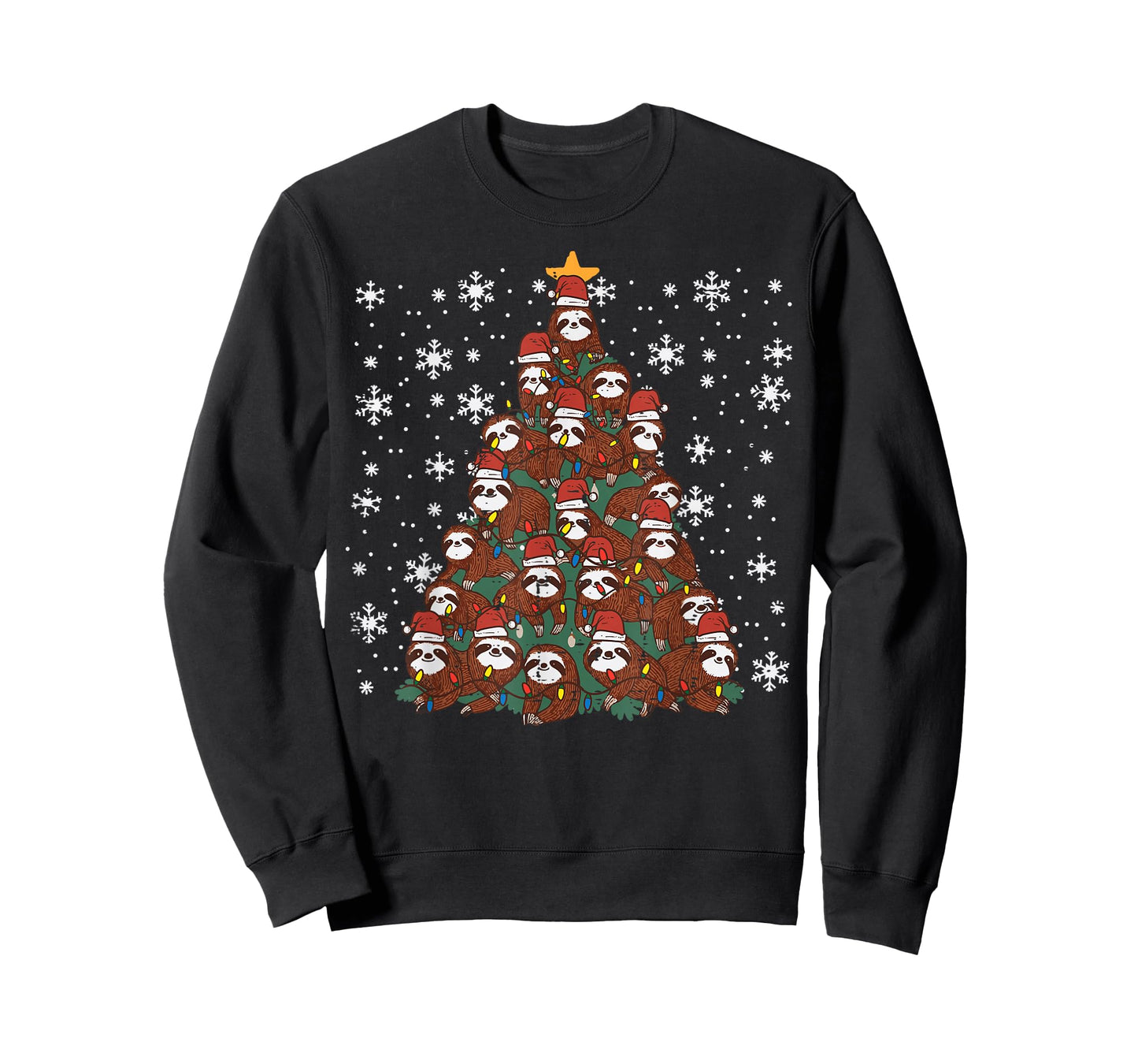 Christmas Tree Sloths Cute Xmas Lazy Kids Women Men Youth T-Shirt
