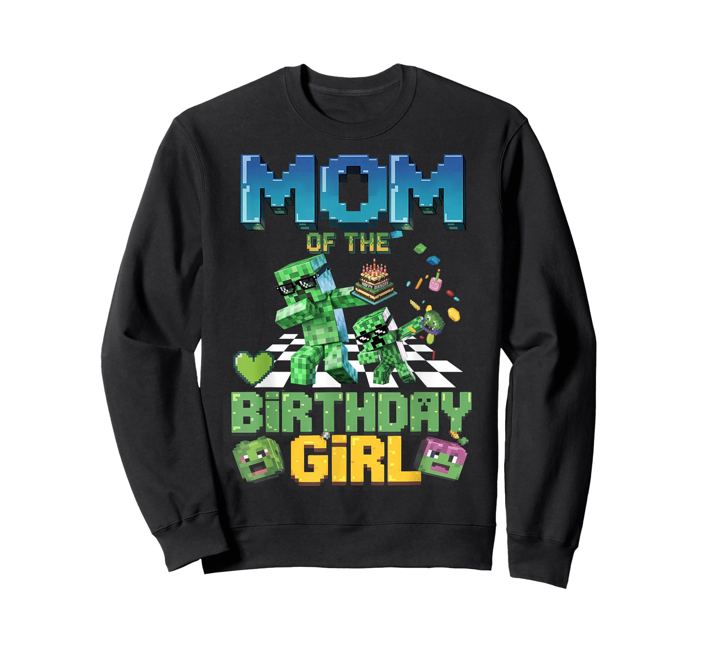 Mom of the Birthday Girl Funny Video Game Pixel Girl T-Shirt