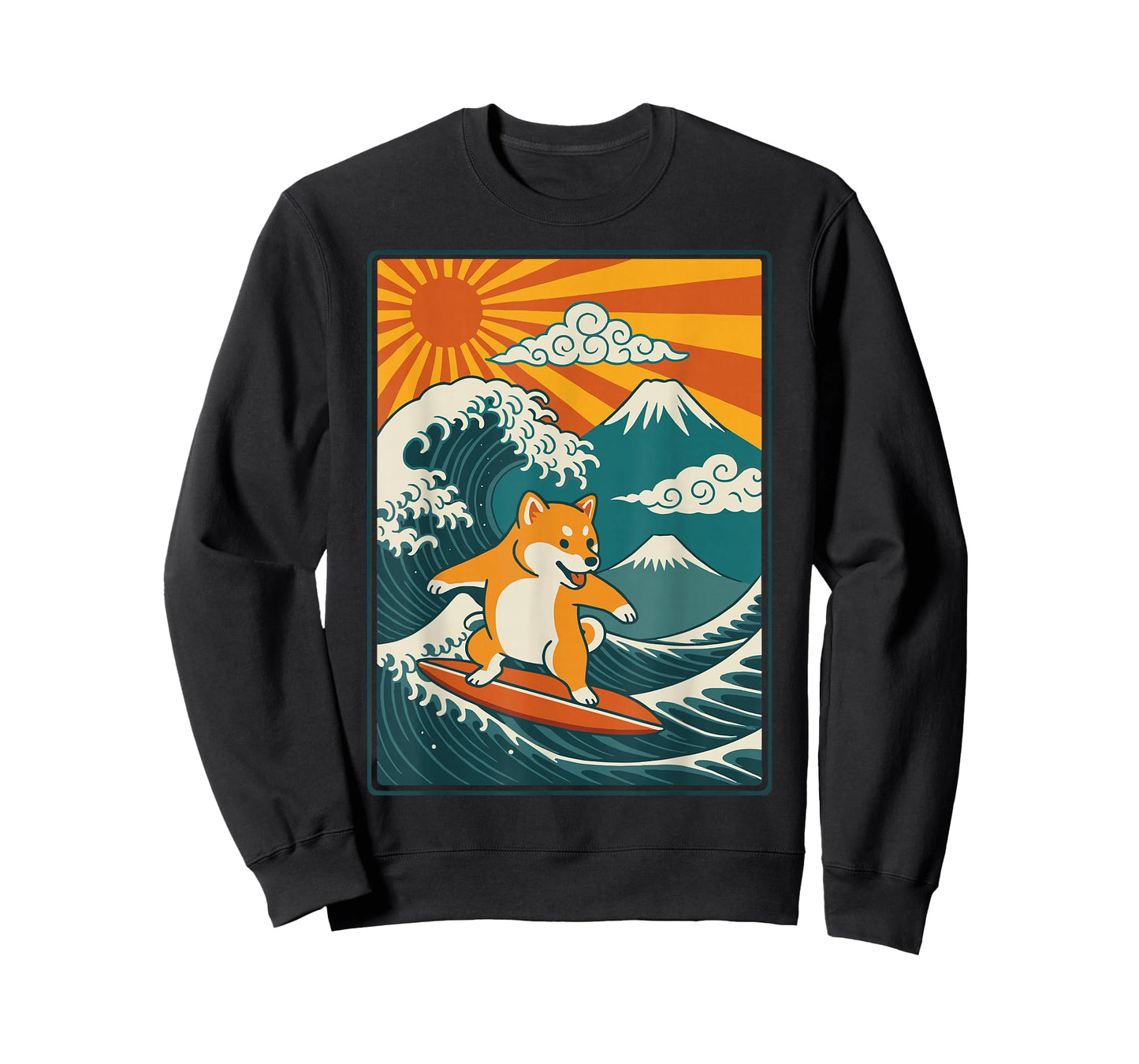 Shiba Inu Surfing Japanese Wave T-Shirt