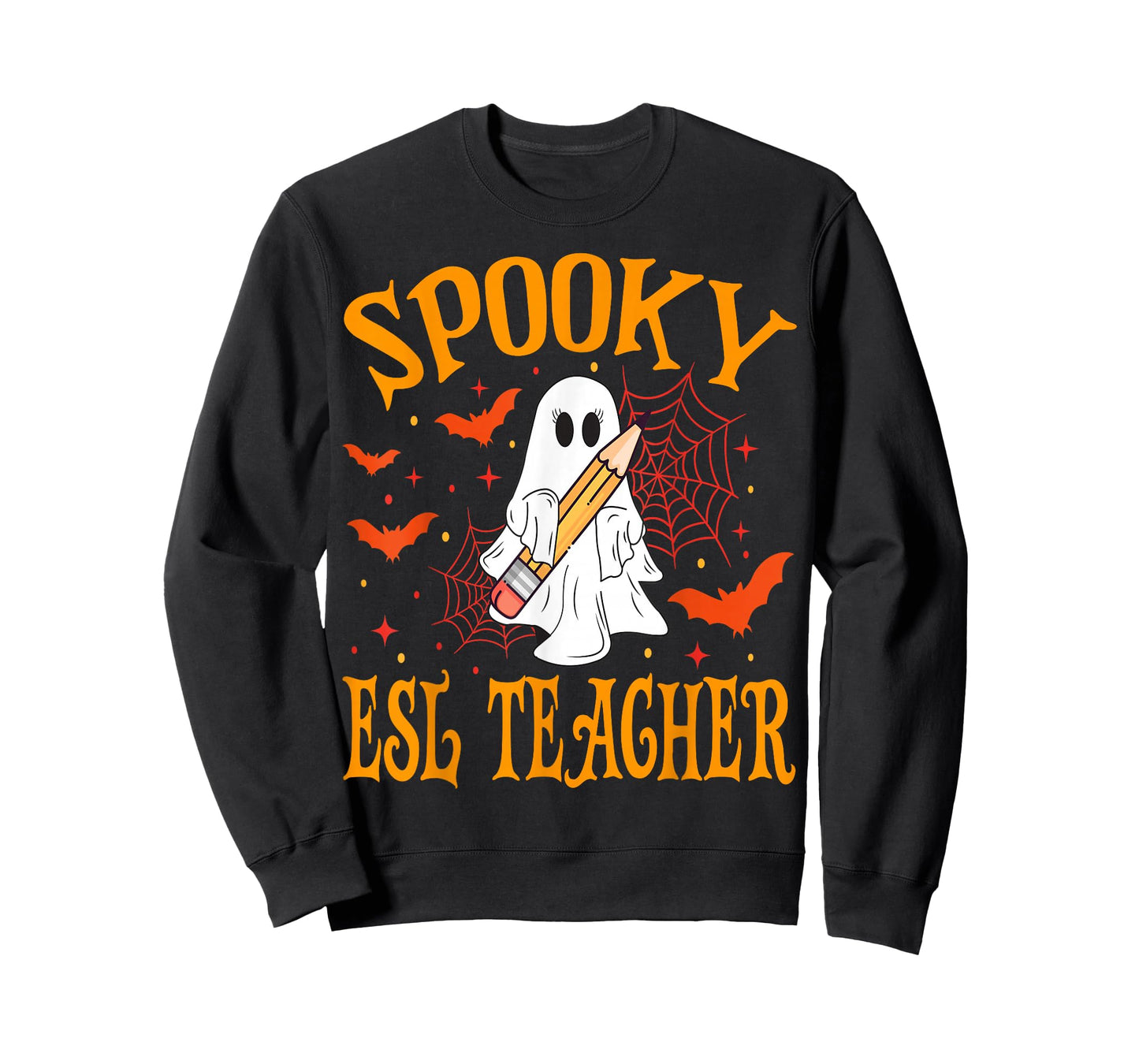 Spooky ESL Teacher Ghost Funny Halloween School Women T-Shirt