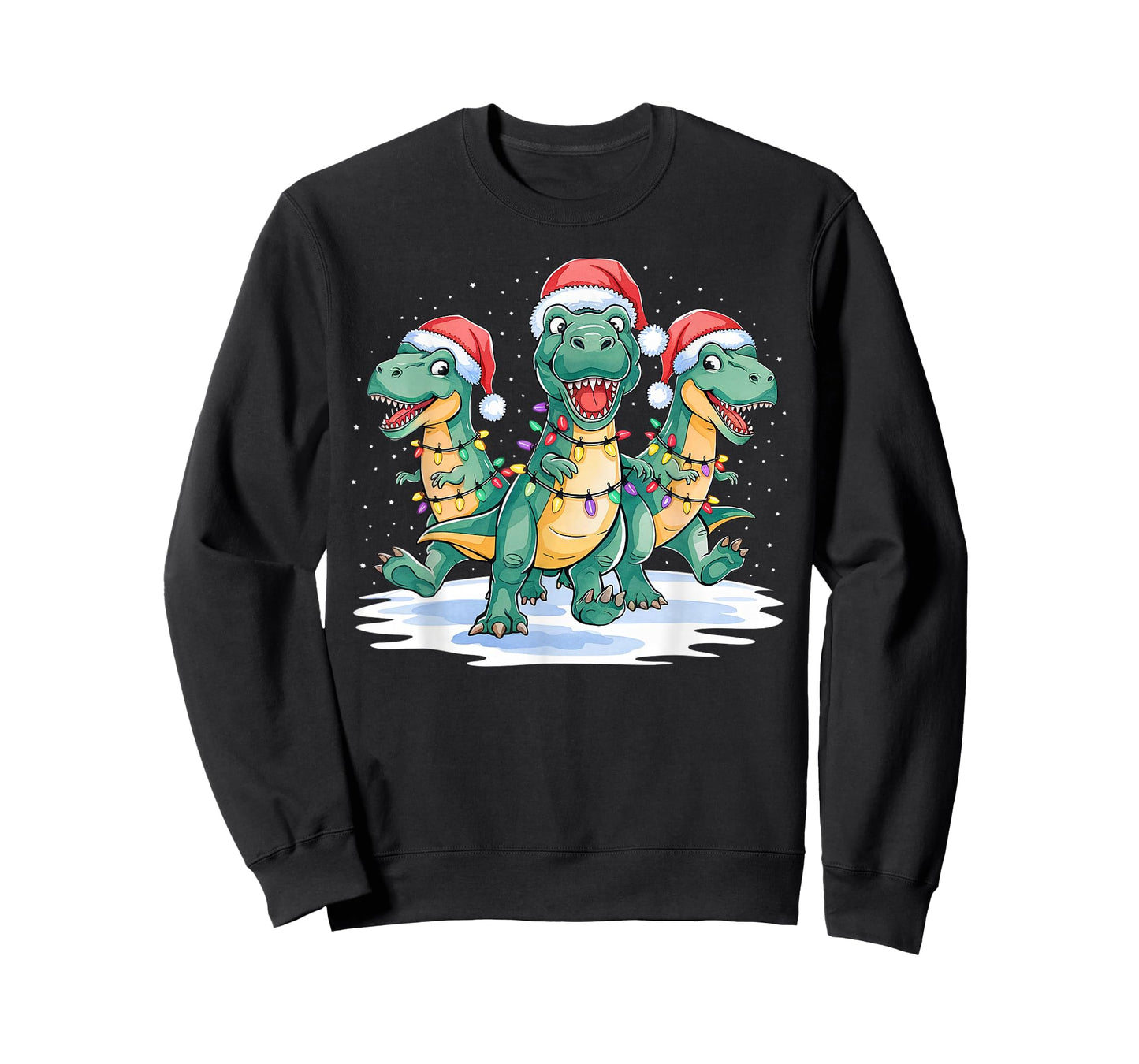Funny Christmas Santa Reindeer Cute Dinosaur Santa Christmas T-Shirt