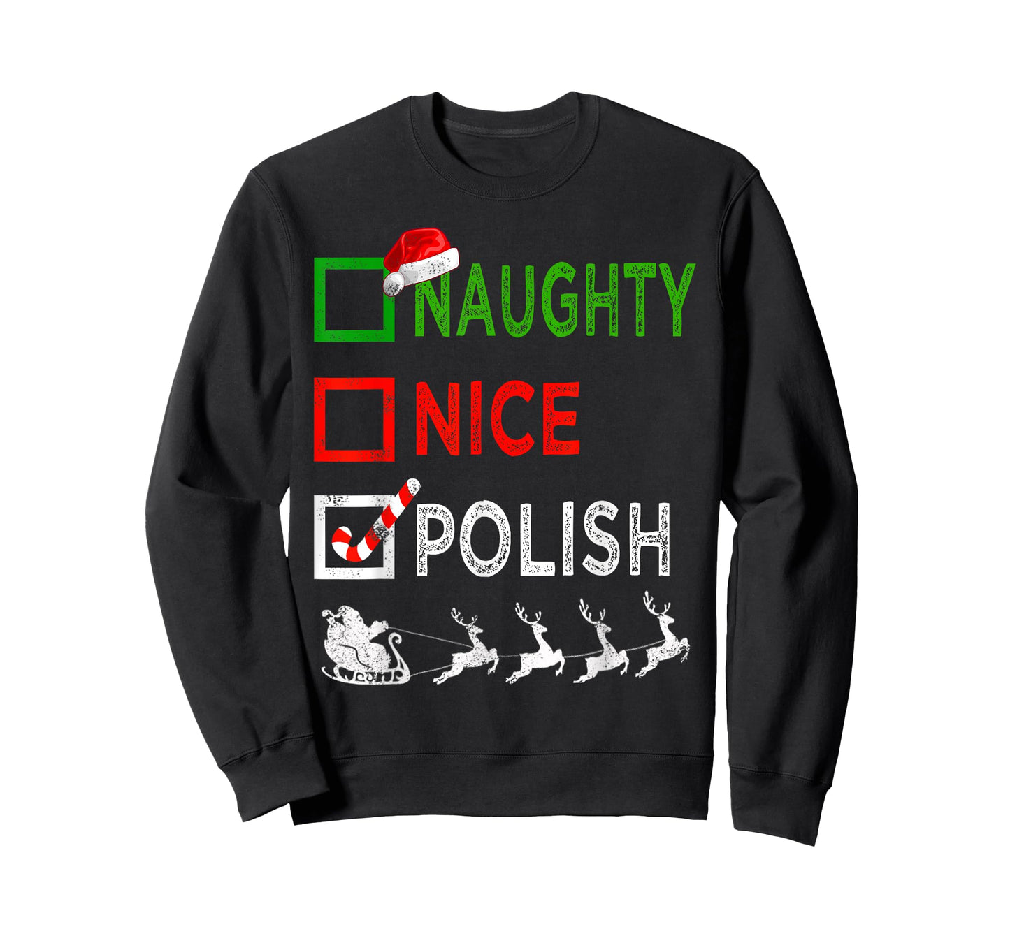 Naughty Nice Polish Christmas Pajamas Funny Santa Hat Xmas T-Shirt