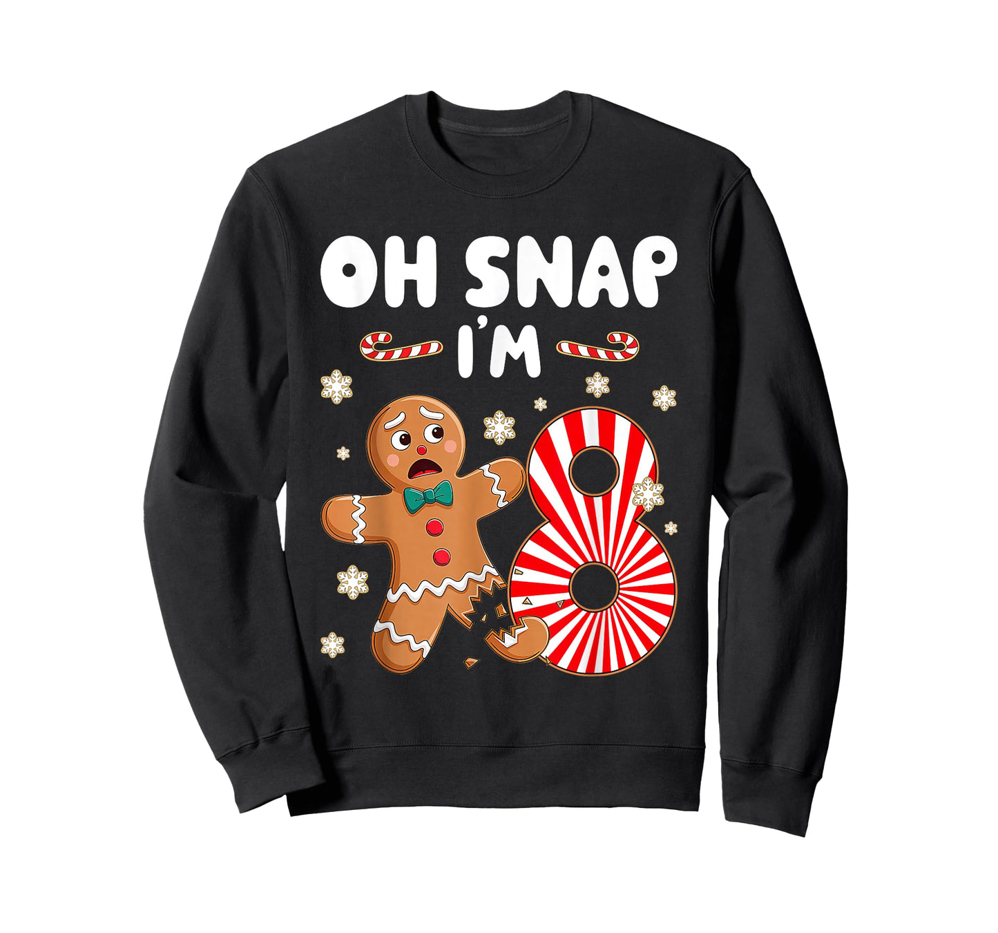 Christmas Oh Snap 8 Year Old Gingerbread Man 8th Birthday T-Shirt
